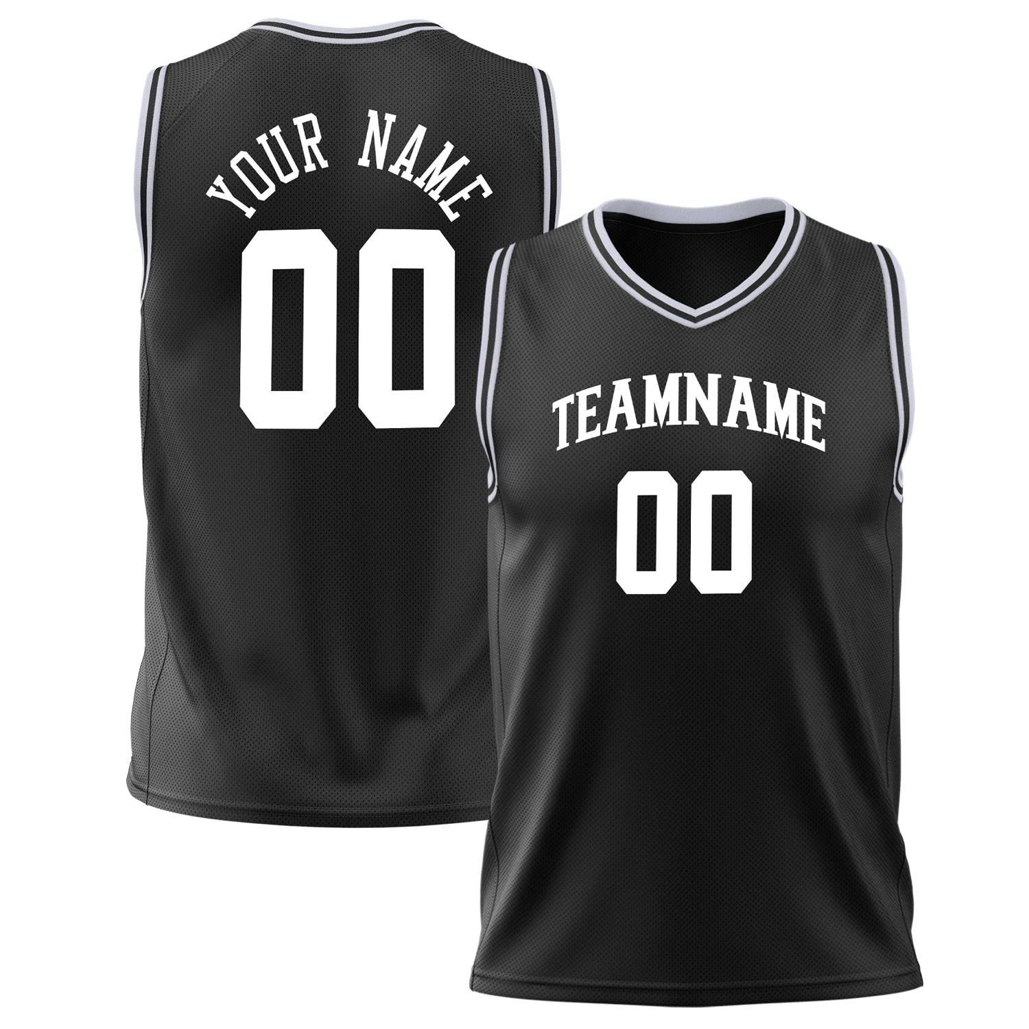 Benutzerdefiniertes Professionelles Schwarz Weiß Basketballtrikot BS02240626ZX006