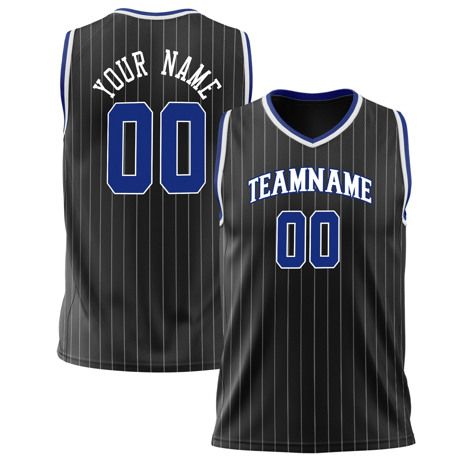 Benutzerdefiniertes Professionelles Schwarz Königsblau Basketballtrikot BS02240626ZX008