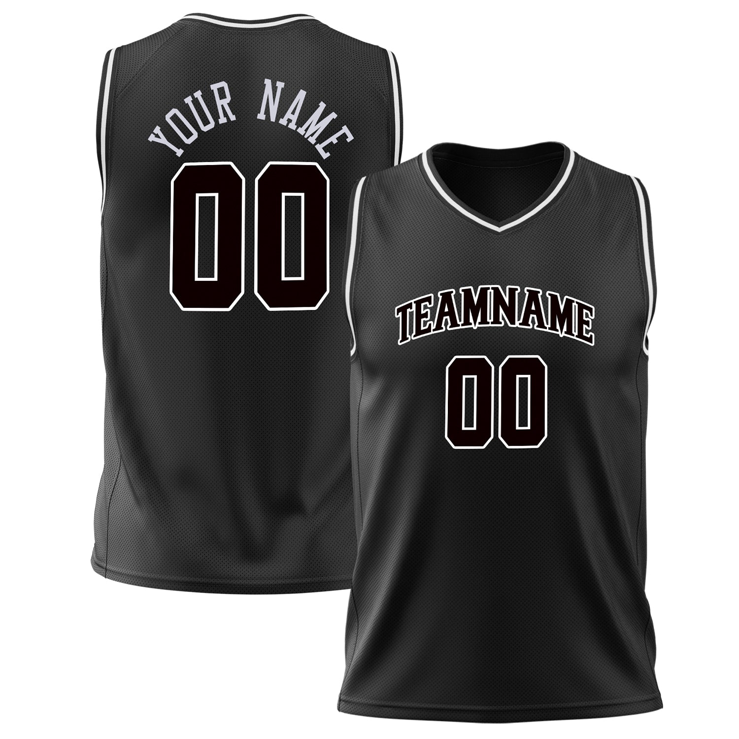 Benutzerdefiniertes Professionelles Schwarz Weiß Basketballtrikot BS02240626ZX014