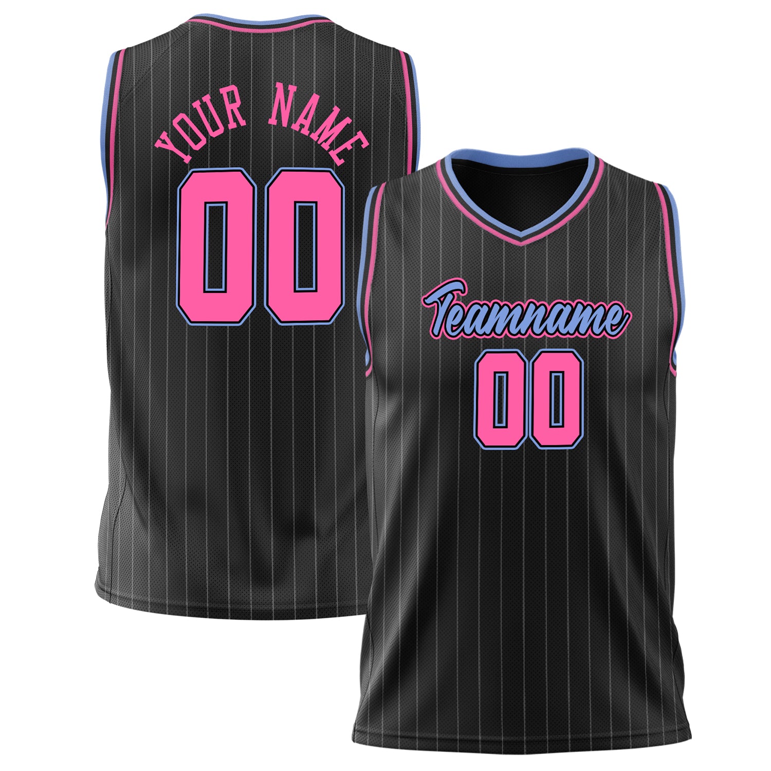 Benutzerdefiniertes Professionelles Schwarz Rosa Basketballtrikot BS02240626ZX018