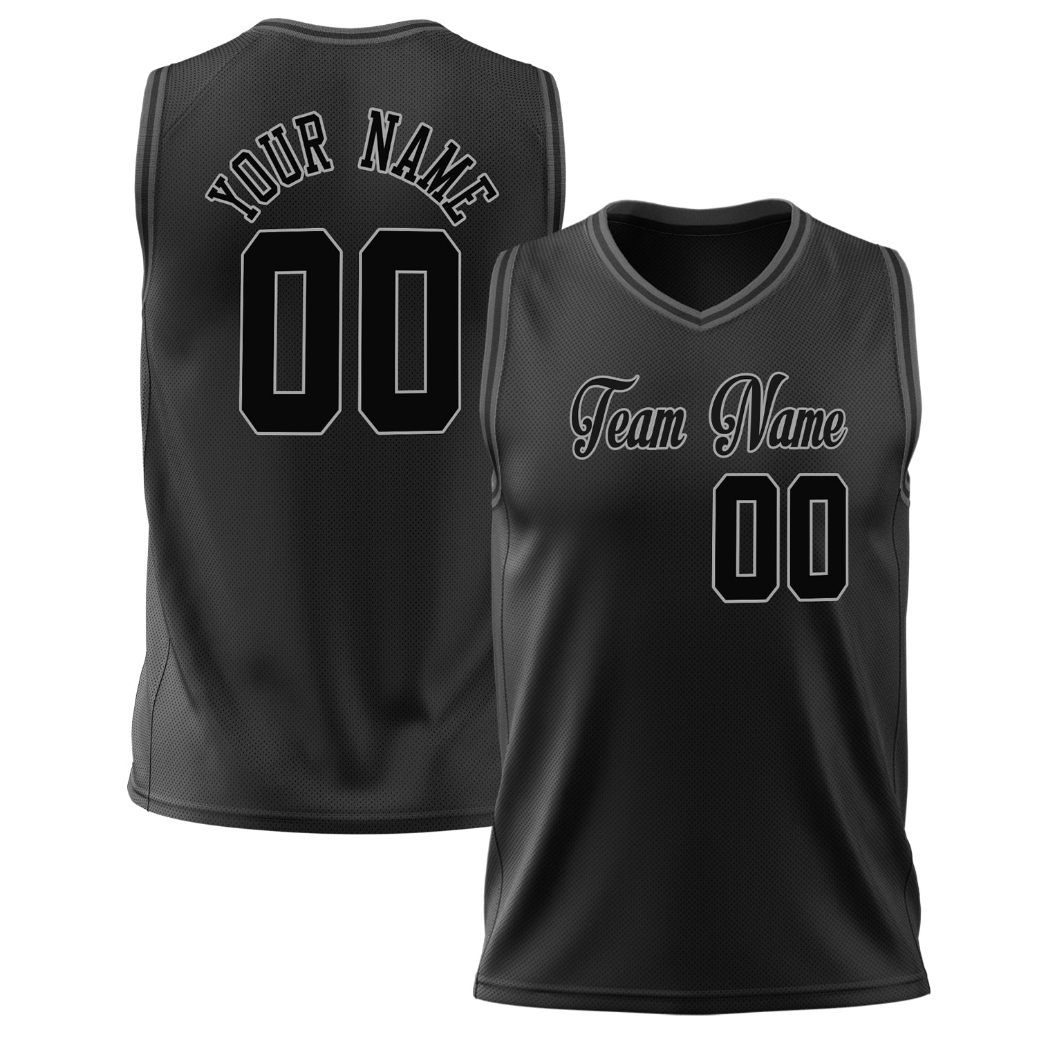 Benutzerdefiniertes Professionelles Schwarz Grau Basketballtrikot BS02240626ZX019