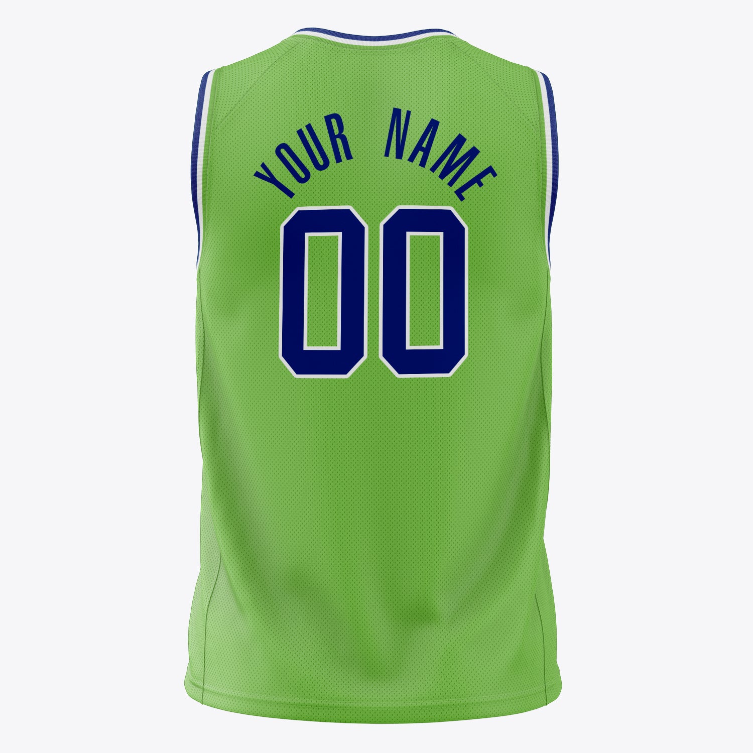 Custom Professional Neon Green Royal Blue Basketball Jersey