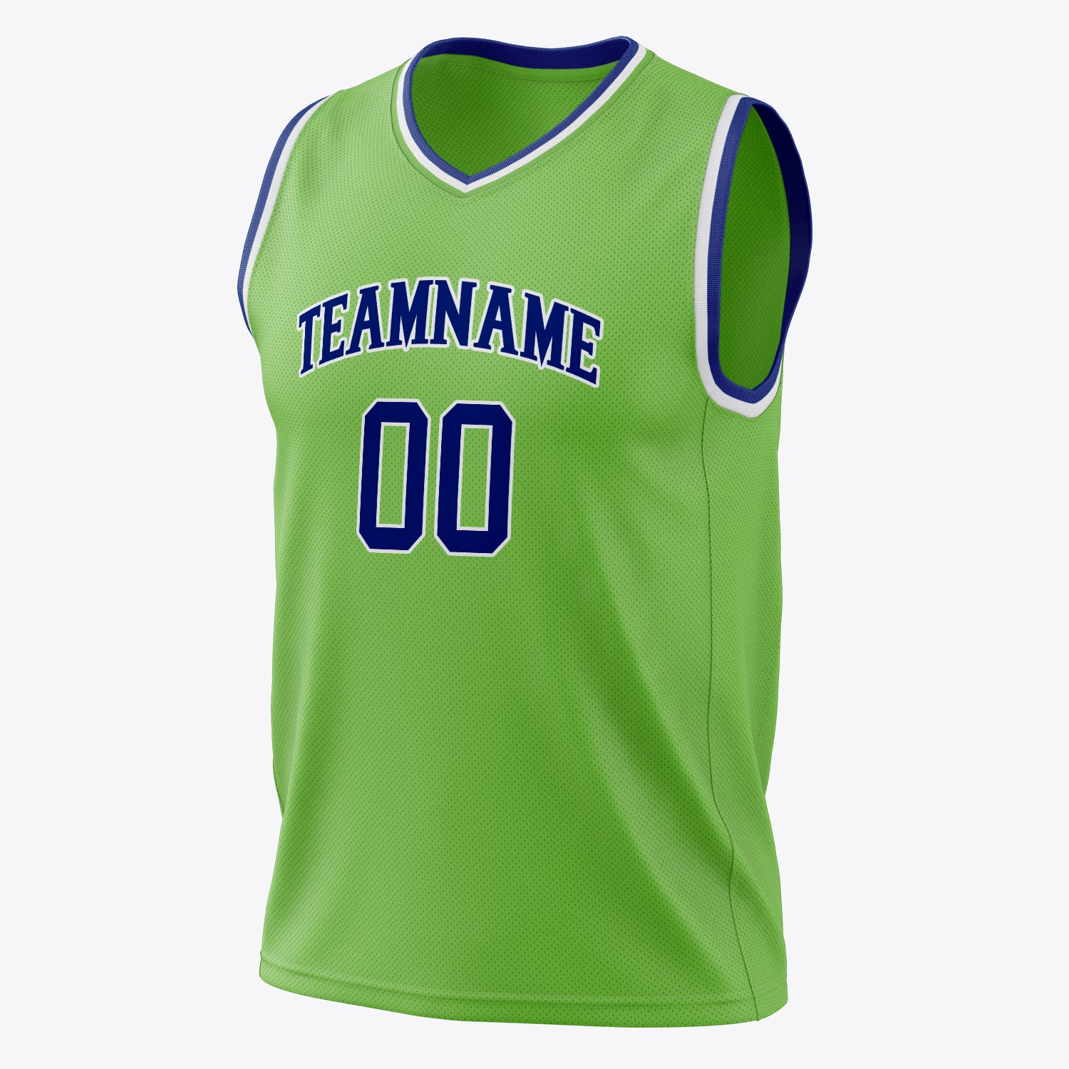 Custom Professional Neon Green Royal Blue Basketball Jersey
