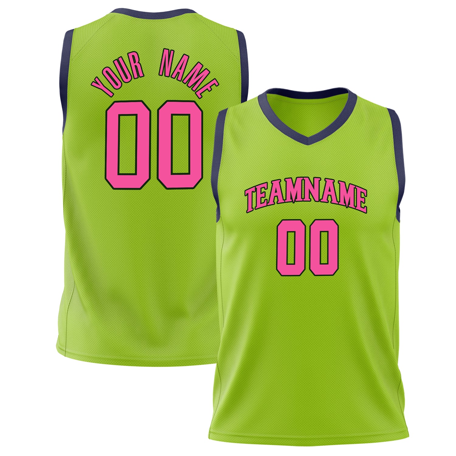 Benutzerdefiniertes Professionelles Neongrün Rosa Basketballtrikot BS02240626ZX105