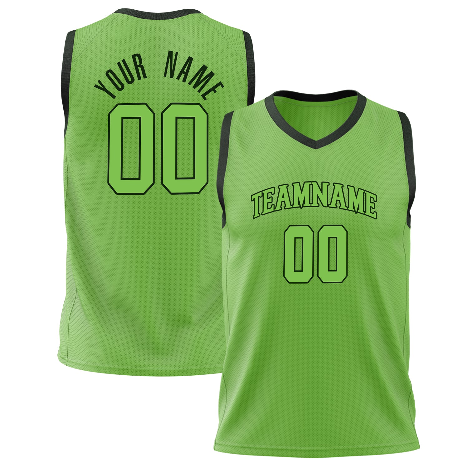 Benutzerdefiniertes Professionelles Neongrün Schwarz Basketballtrikot BS02240626ZX106