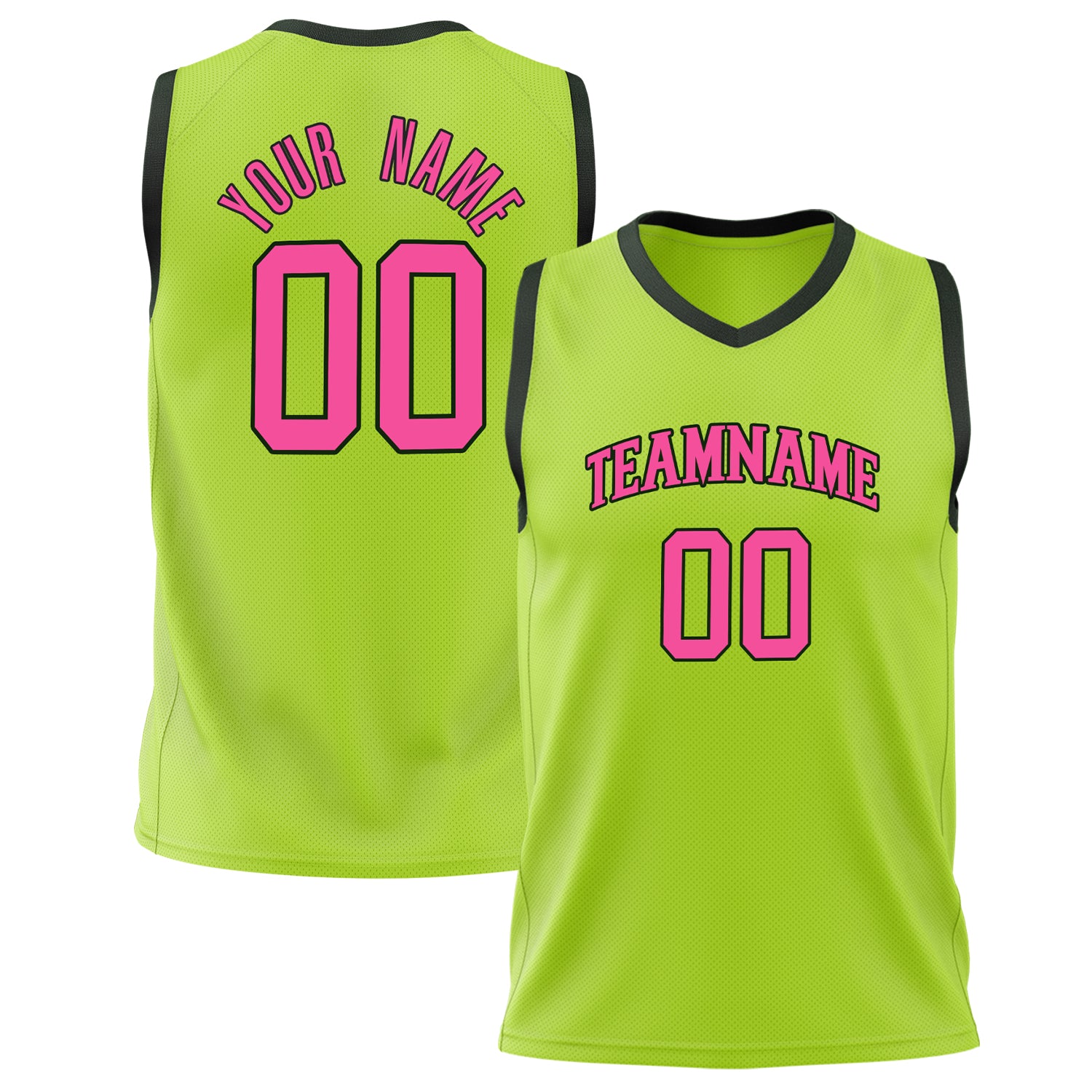 Benutzerdefiniertes Professionelles Neongrün Rosa Basketballtrikot BS02240626ZX115