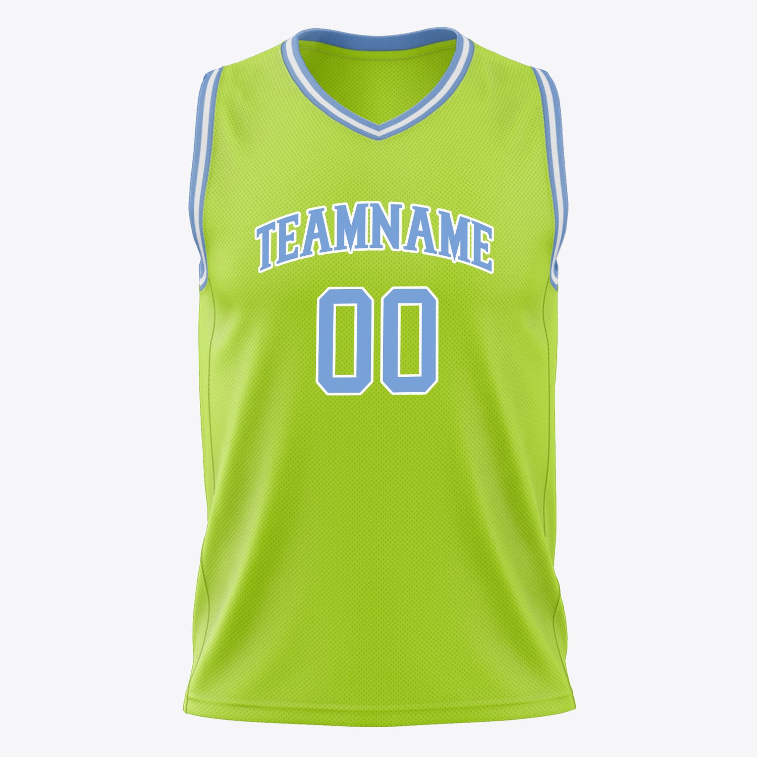 Custom Professional Neon Green Light Blue Basketball Jersey