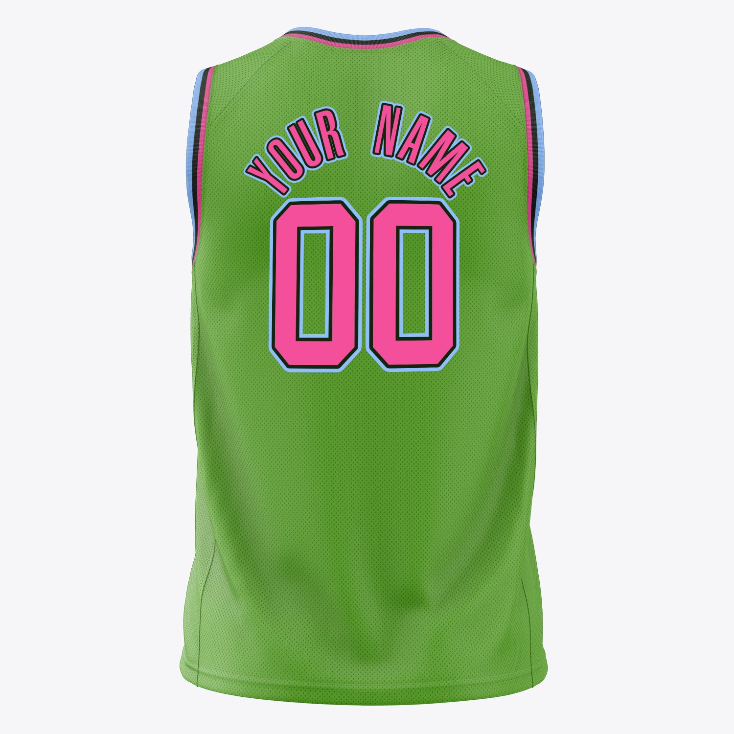 Benutzerdefiniertes Professionelles Neongrün Rosa Basketballtrikot
