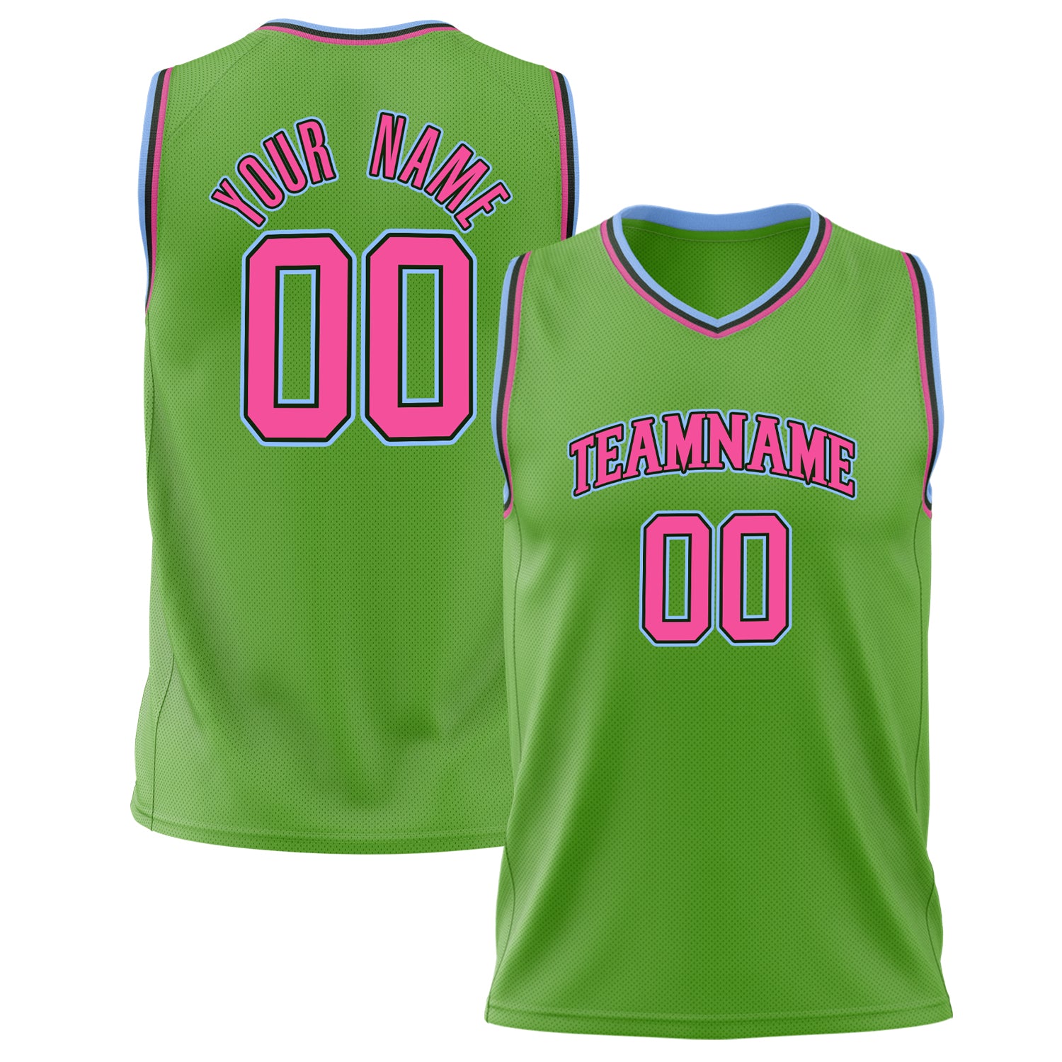 Benutzerdefiniertes Professionelles Neongrün Rosa Basketballtrikot BS02240626ZX118