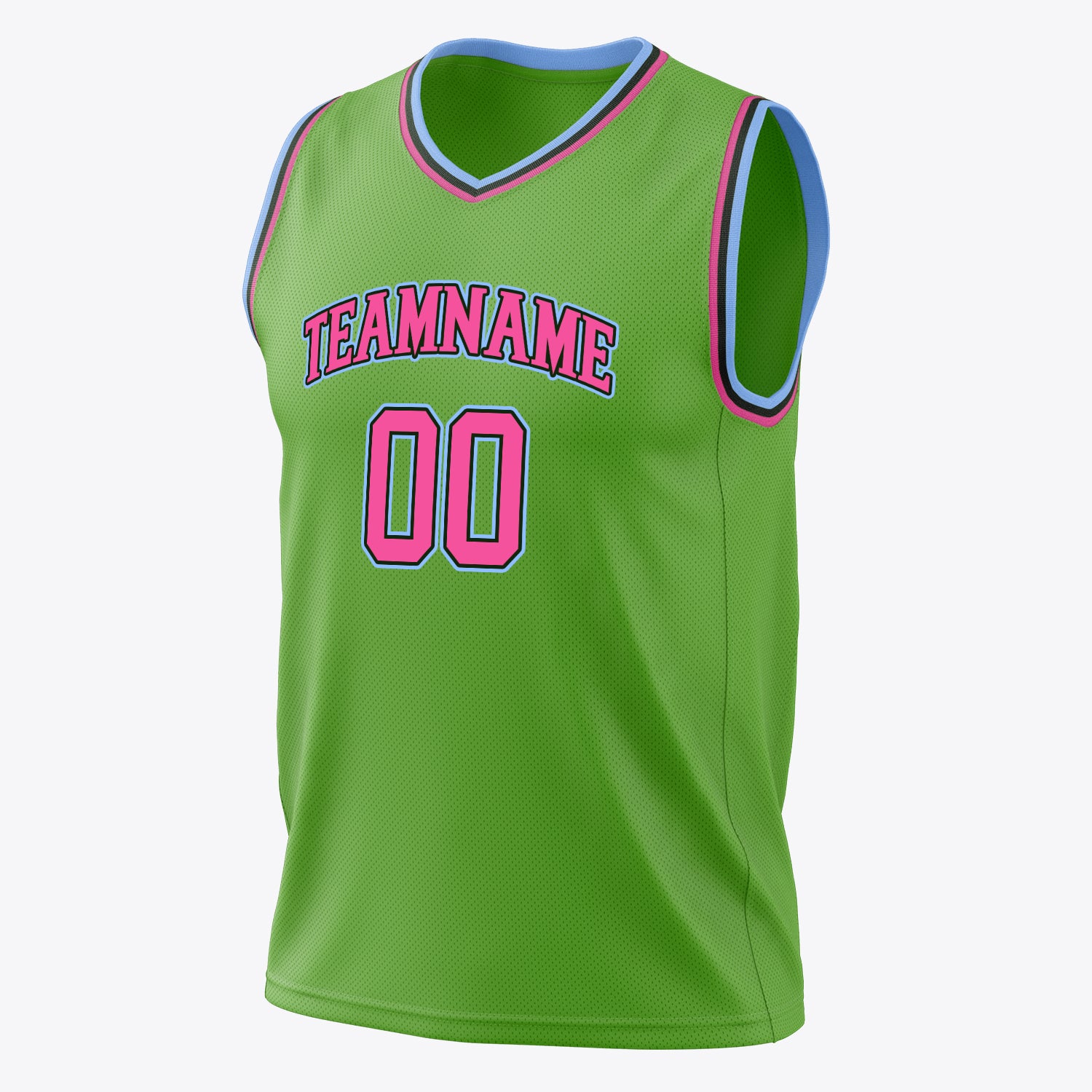 Benutzerdefiniertes Professionelles Neongrün Rosa Basketballtrikot
