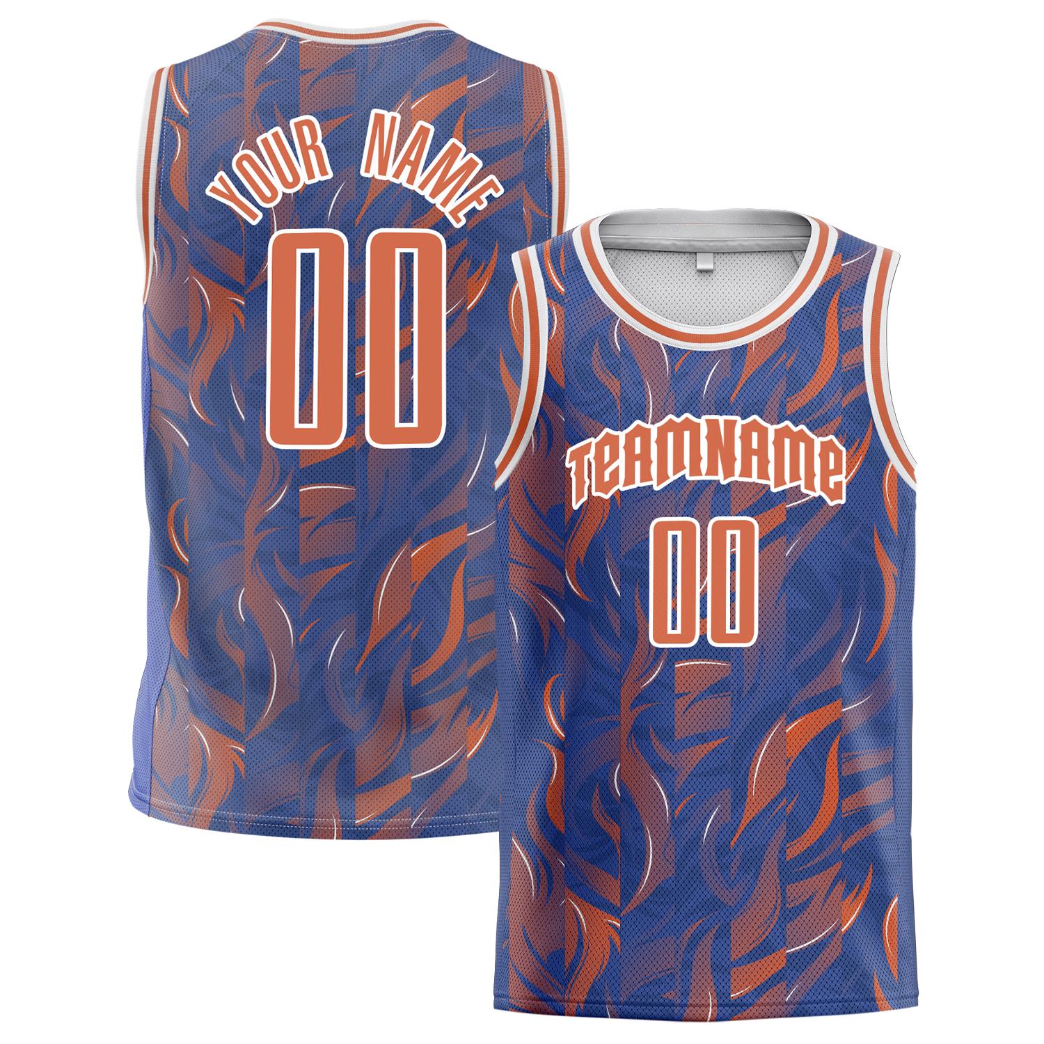 Benutzerdefiniertes Professionelles Orange Königsblau Basketballtrikot BS02240808JC012