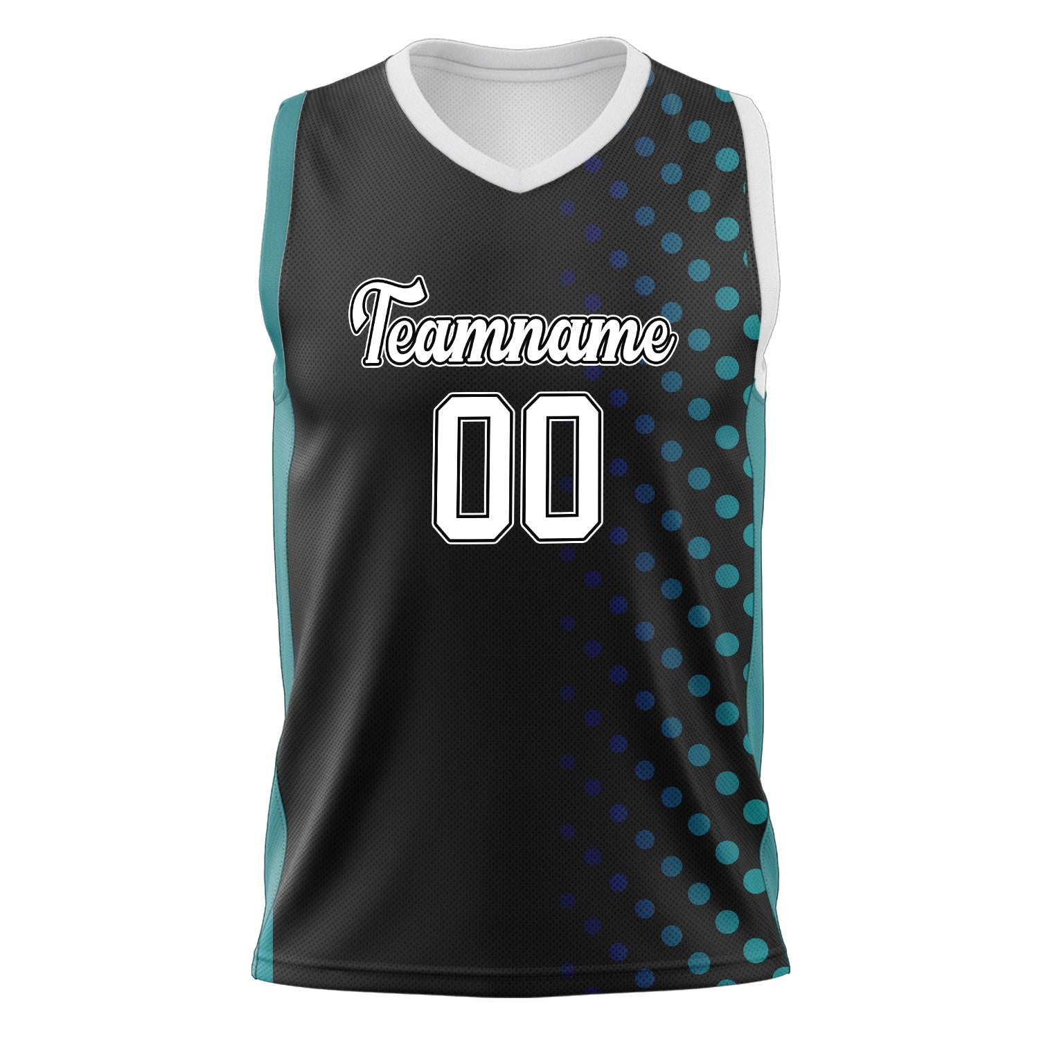 Custom Professional Black Teal Basketball Jersey