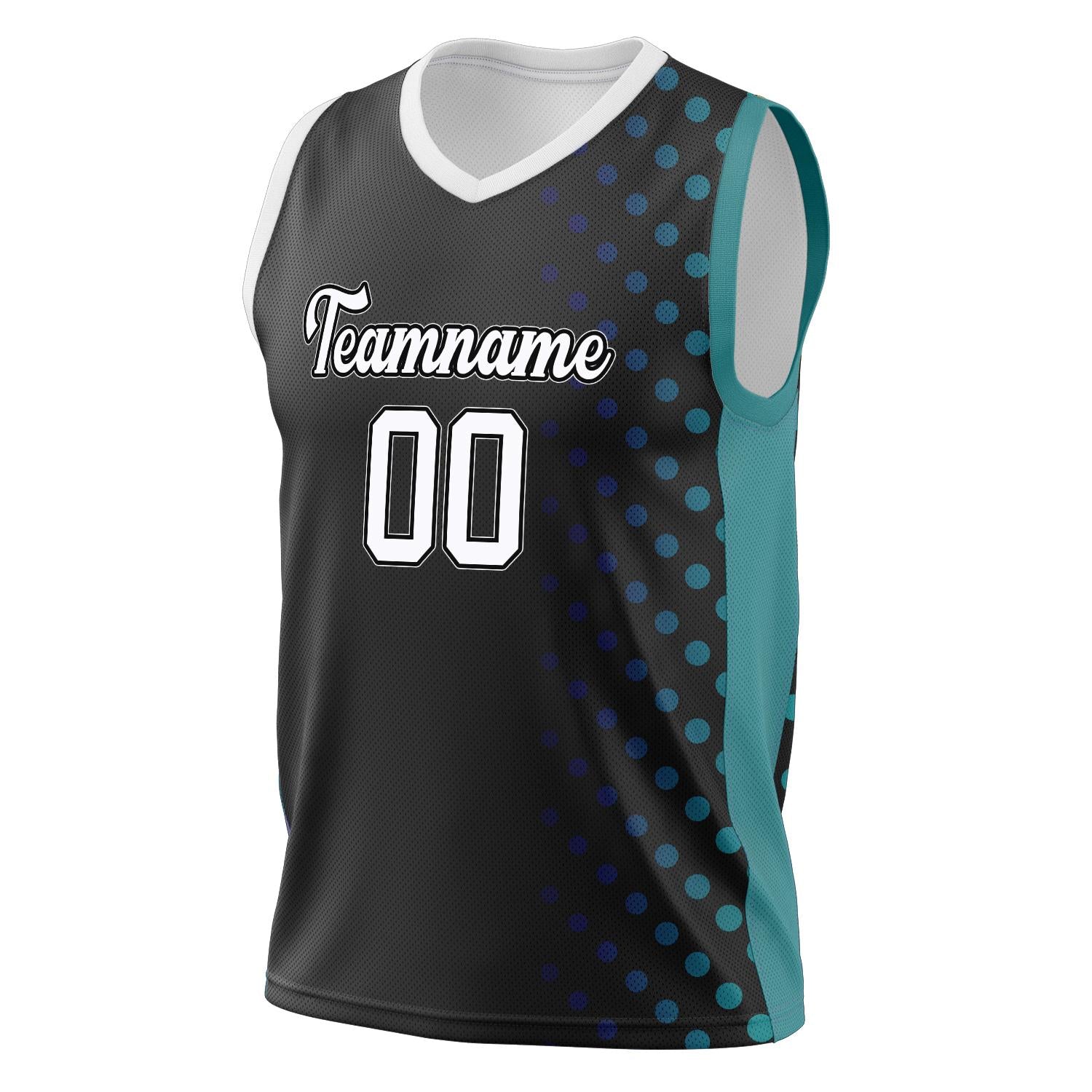 Custom Professional Black Teal Basketball Jersey
