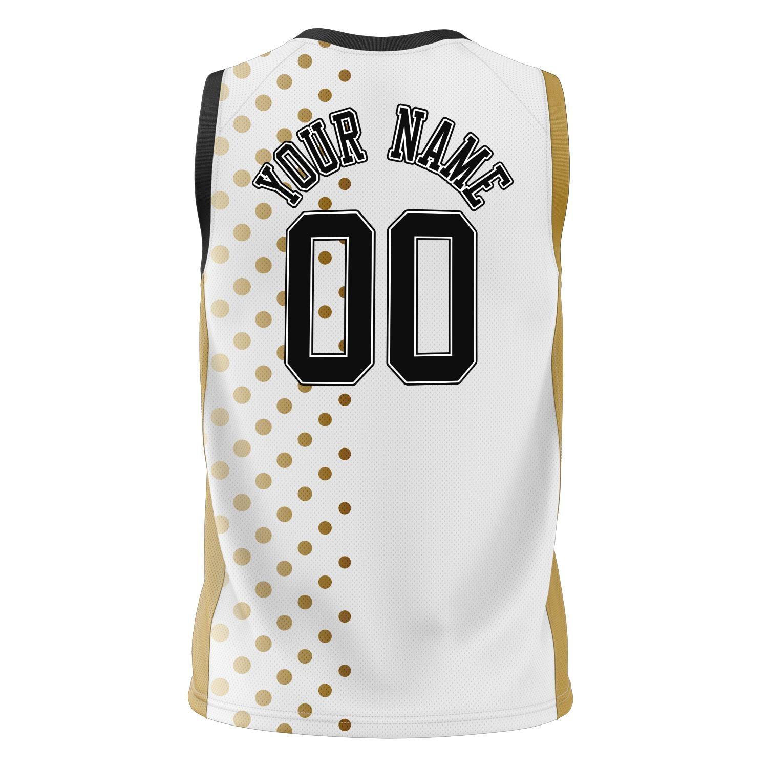 Custom Professional White Old Gold Basketball Jersey