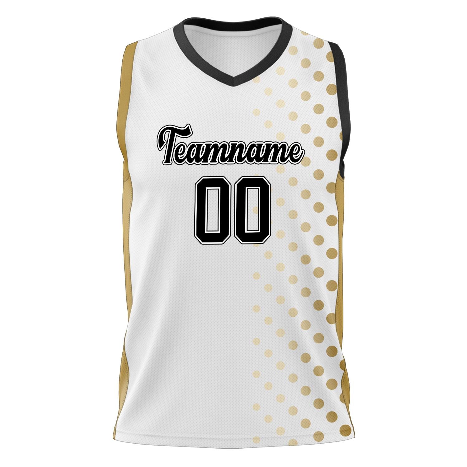 Custom Professional White Old Gold Basketball Jersey