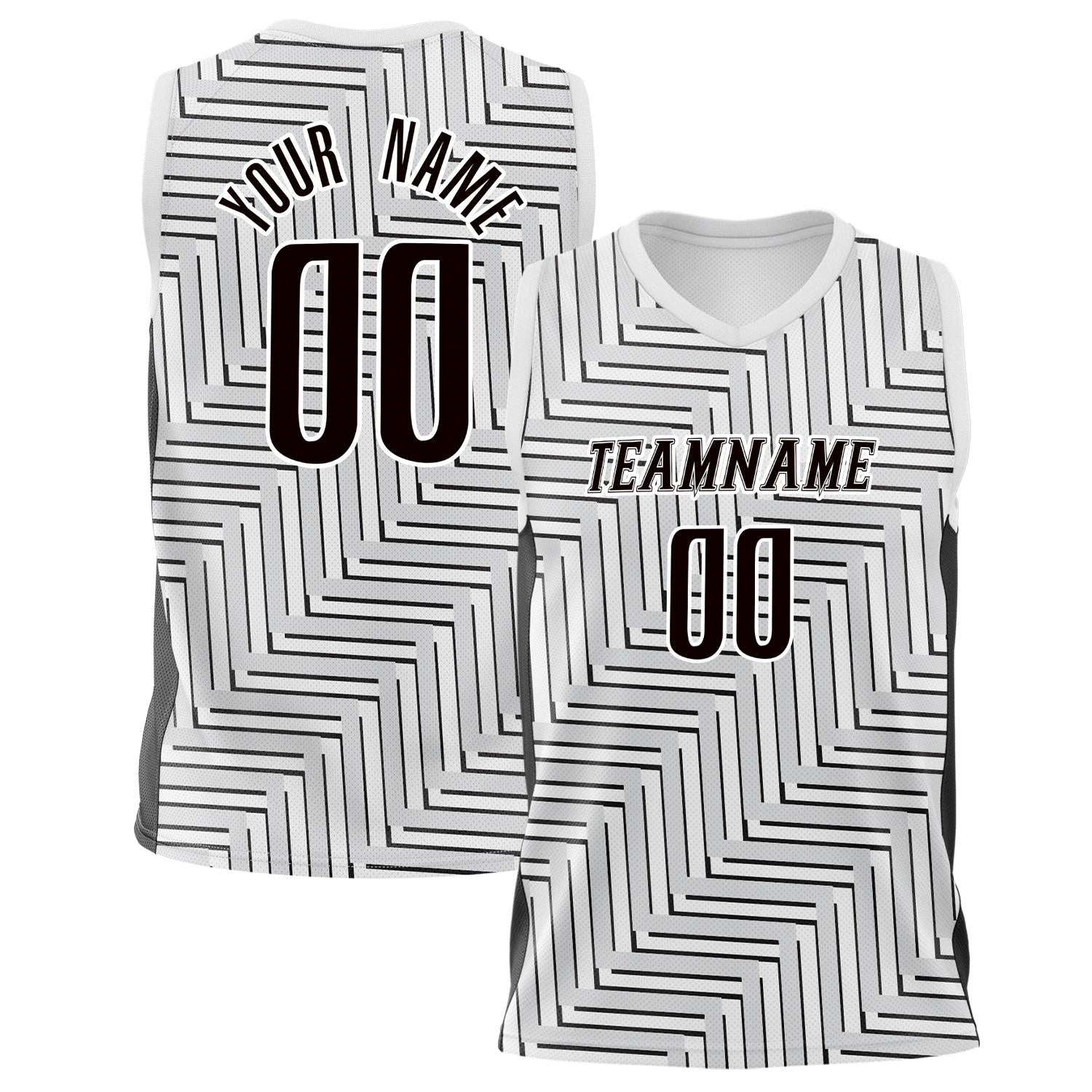 Benutzerdefiniertes Professionelles Weiß Schwarz Basketballtrikot BS02240808JC015