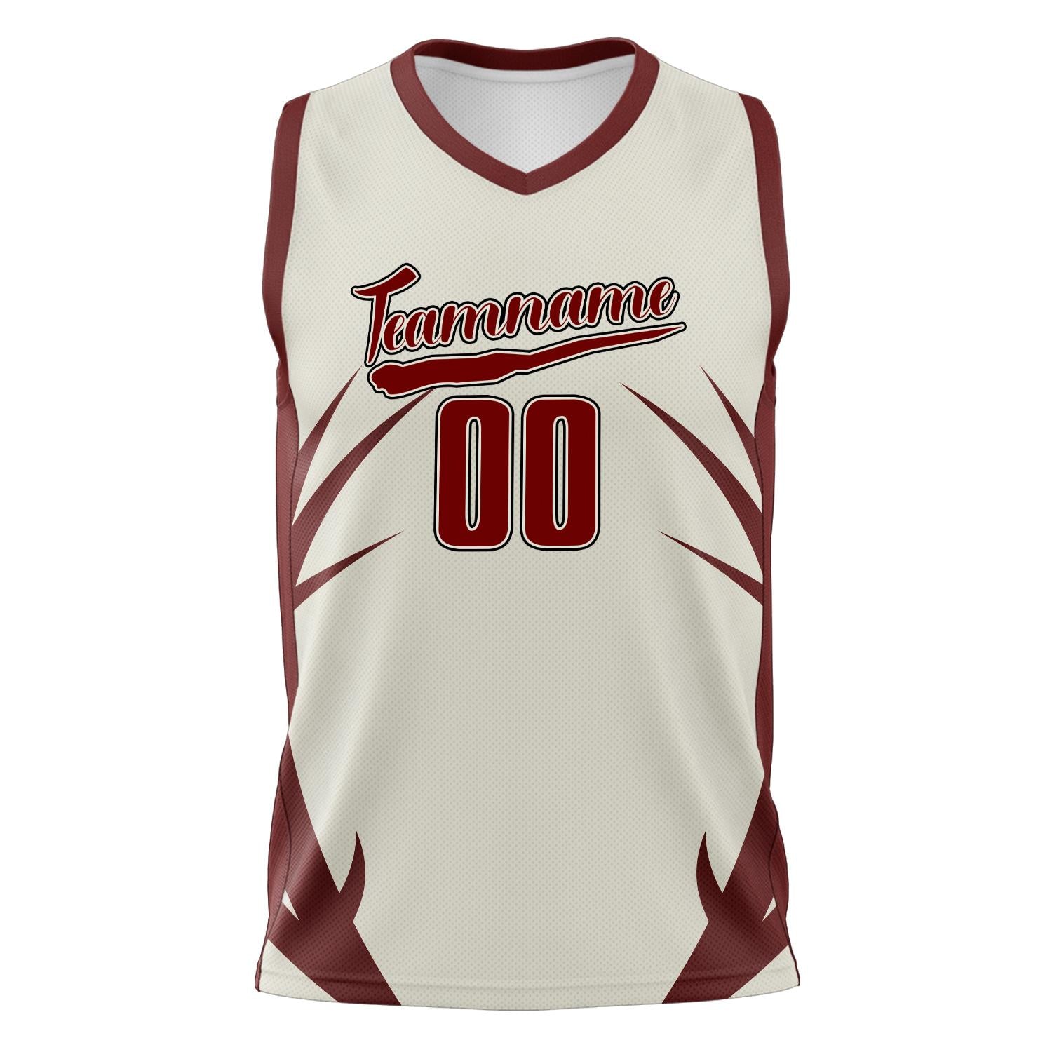 Custom Professional Cream Maroon Basketball Jersey