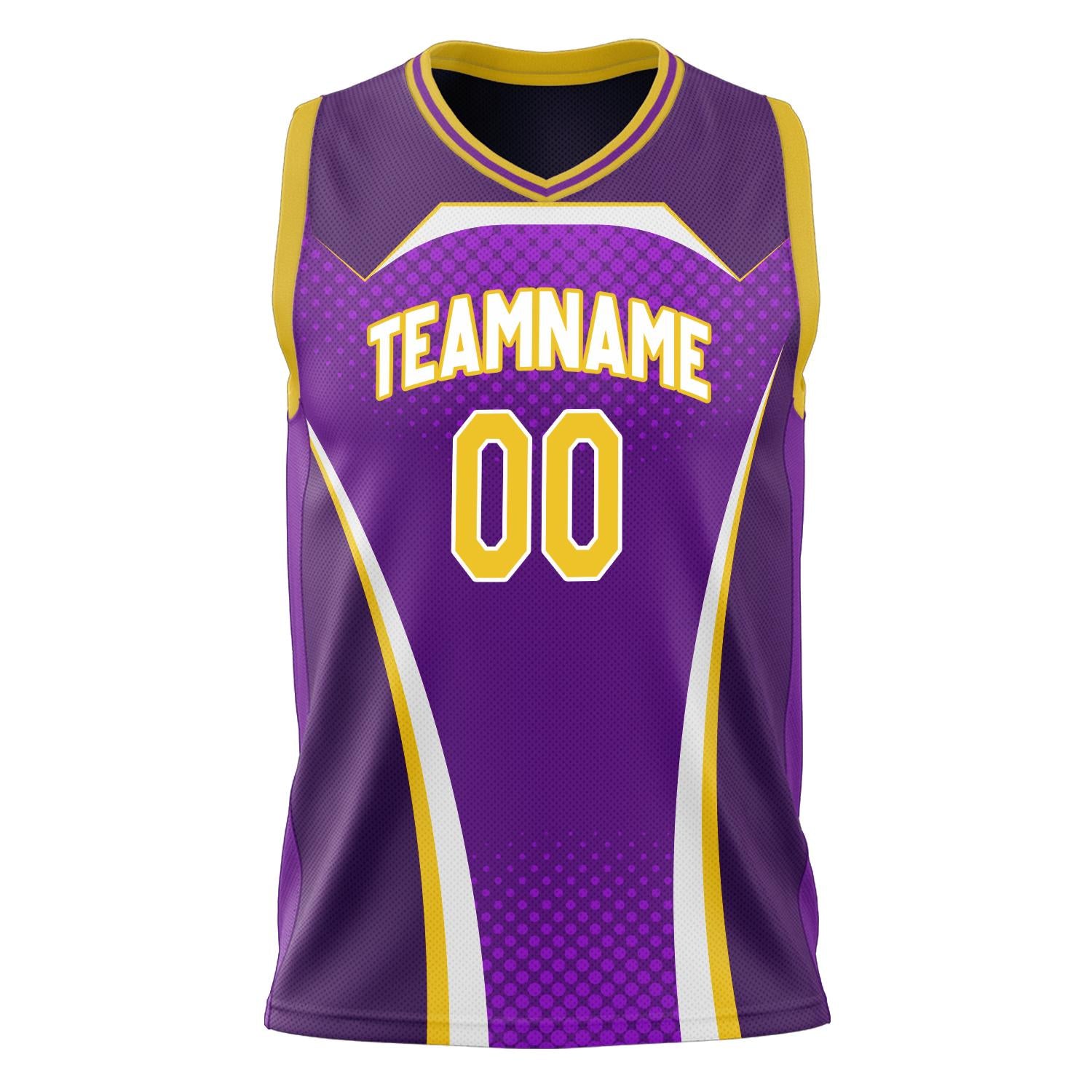 Custom Professional Purple Gold Basketball Jersey