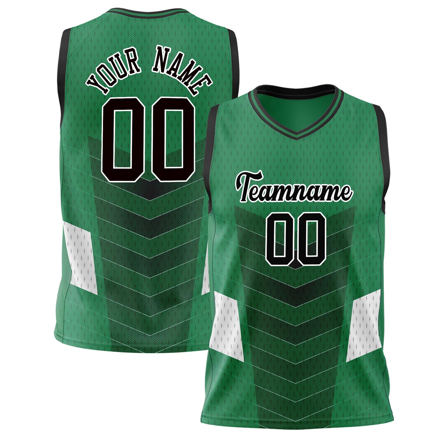 Benutzerdefiniertes Professionelles Kelly Grün Schwarz Basketballtrikot BS02240808JC019