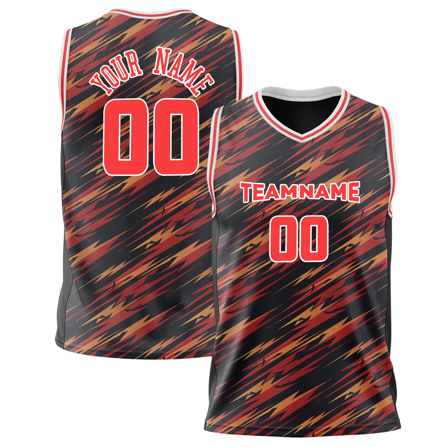 Benutzerdefiniertes Professionelles Rot Schwarz Basketballtrikot BS02240808JC024