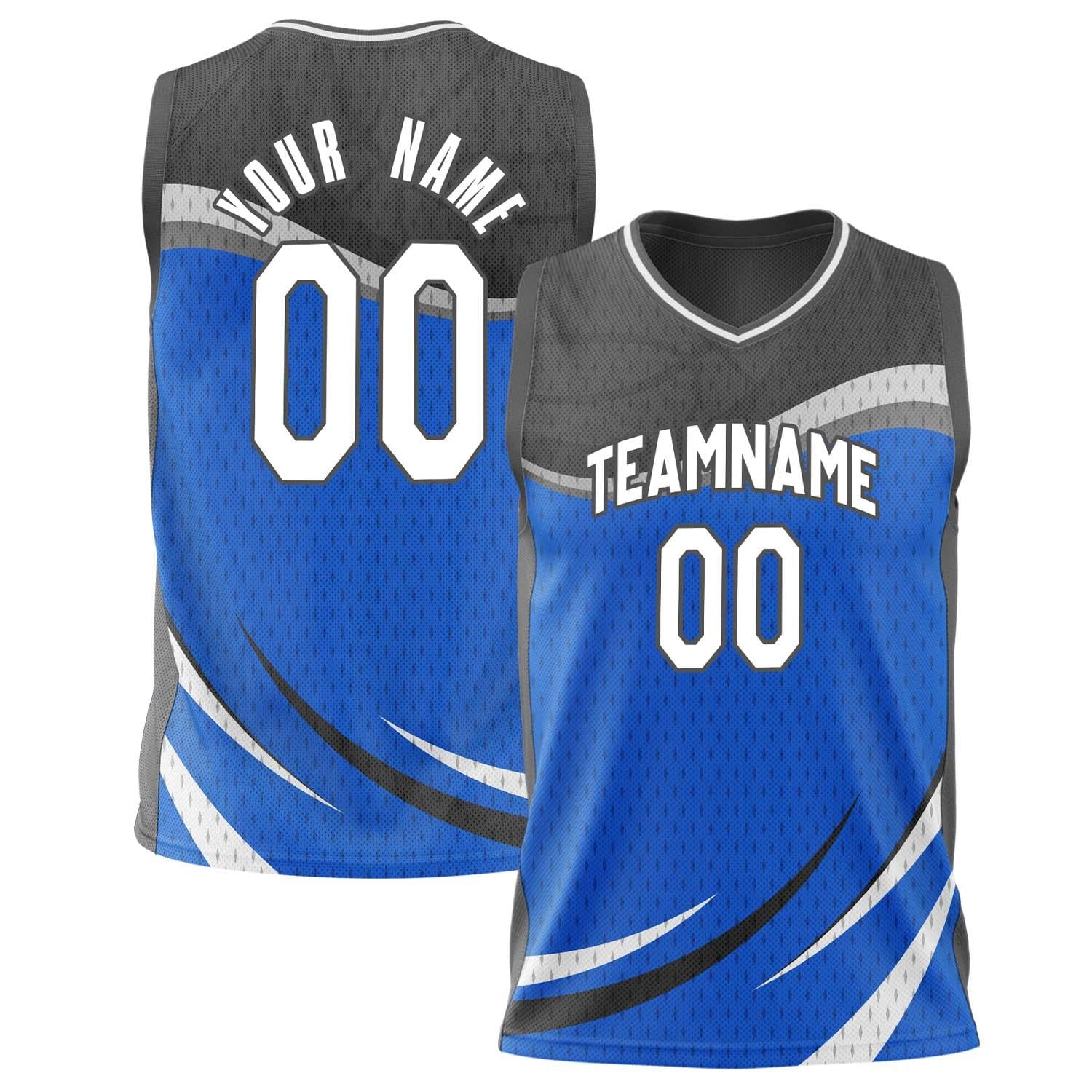 Benutzerdefiniertes Professionelles Blau Schwarz Basketballtrikot BS02240808JG026
