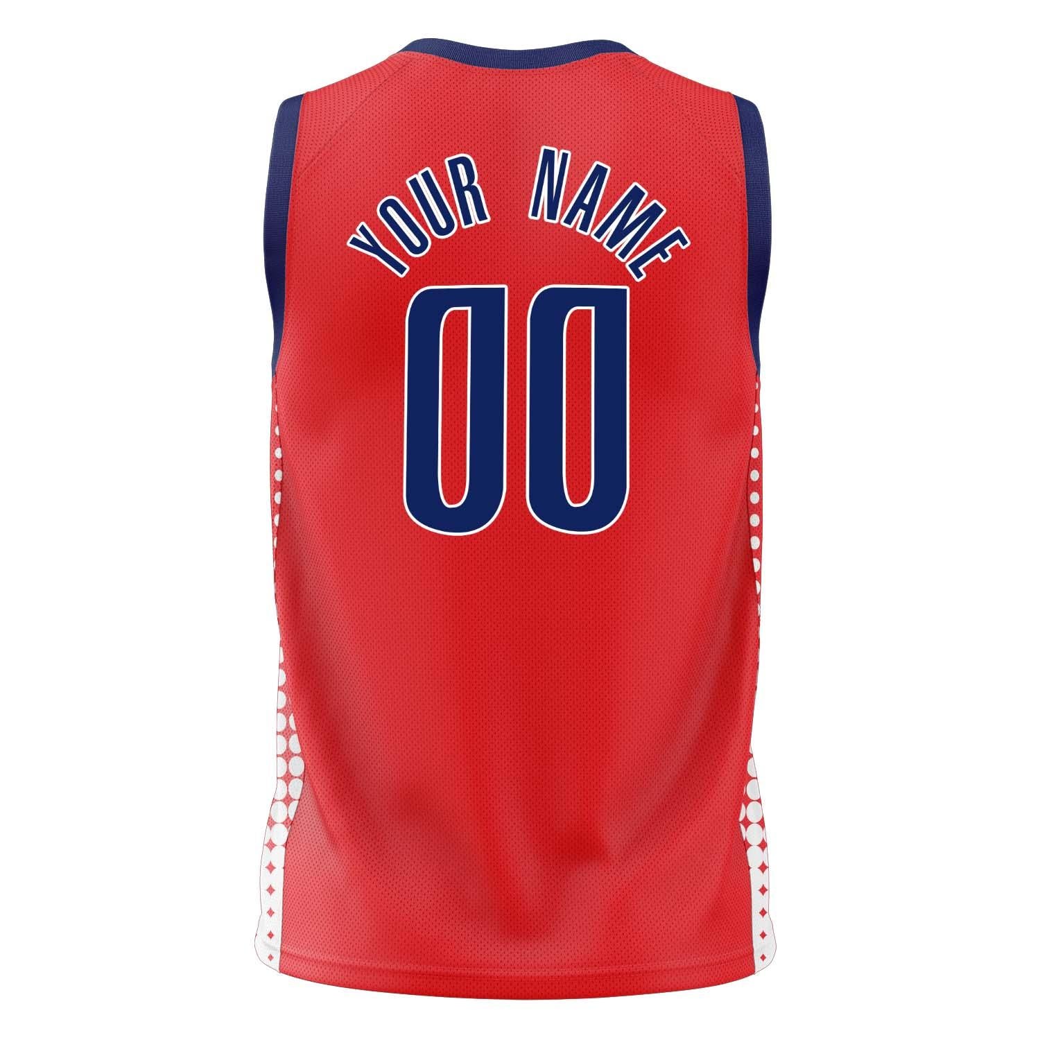 Custom Professional Red Navy Blue Basketball Jersey