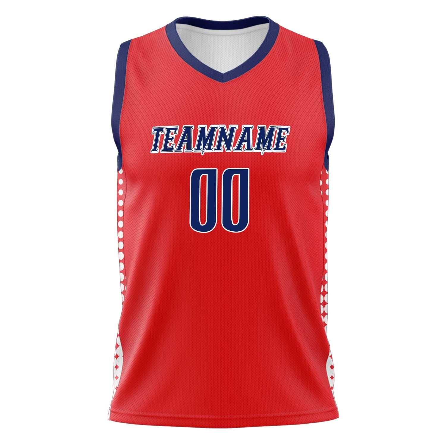 Custom Professional Red Navy Blue Basketball Jersey