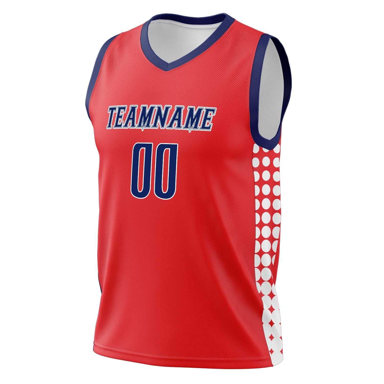 Custom Professional Red Navy Blue Basketball Jersey