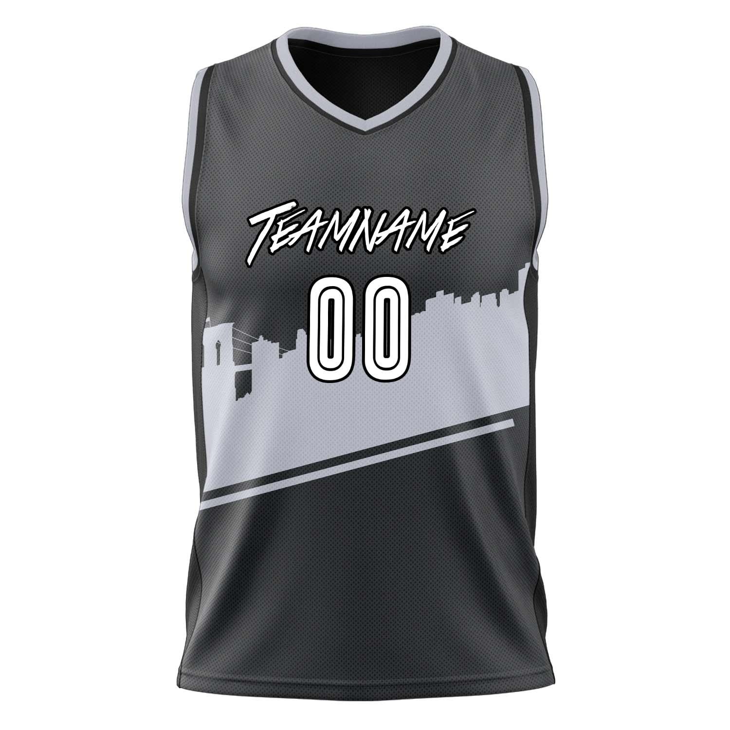 Custom Professional Black Gray Basketball Jersey