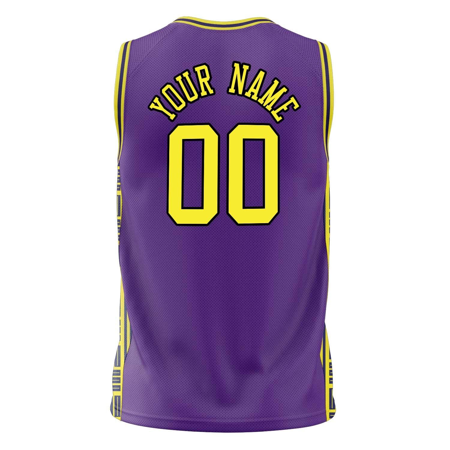 Custom Professional Purple Neon Yellow Basketball Jersey