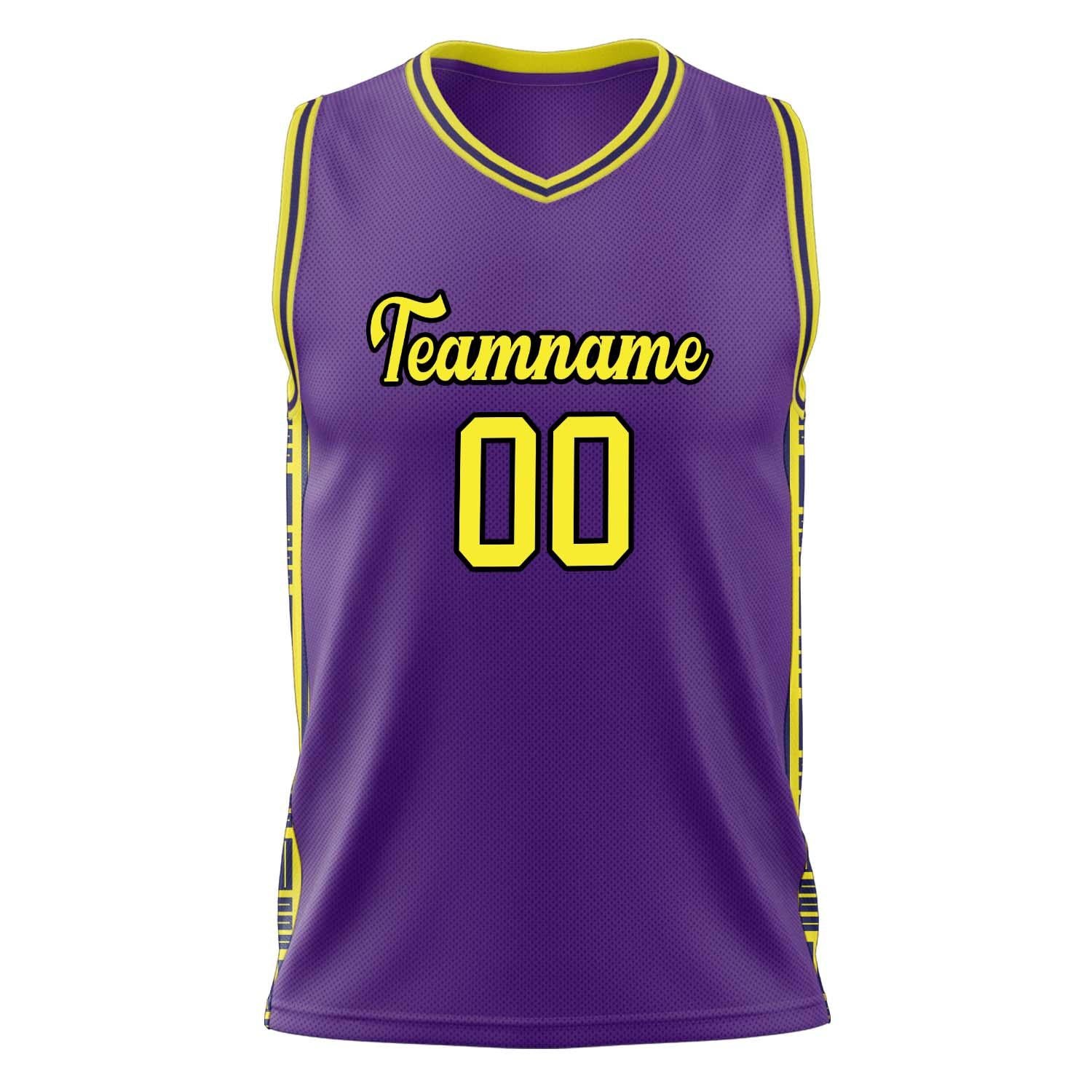 Custom Professional Purple Neon Yellow Basketball Jersey