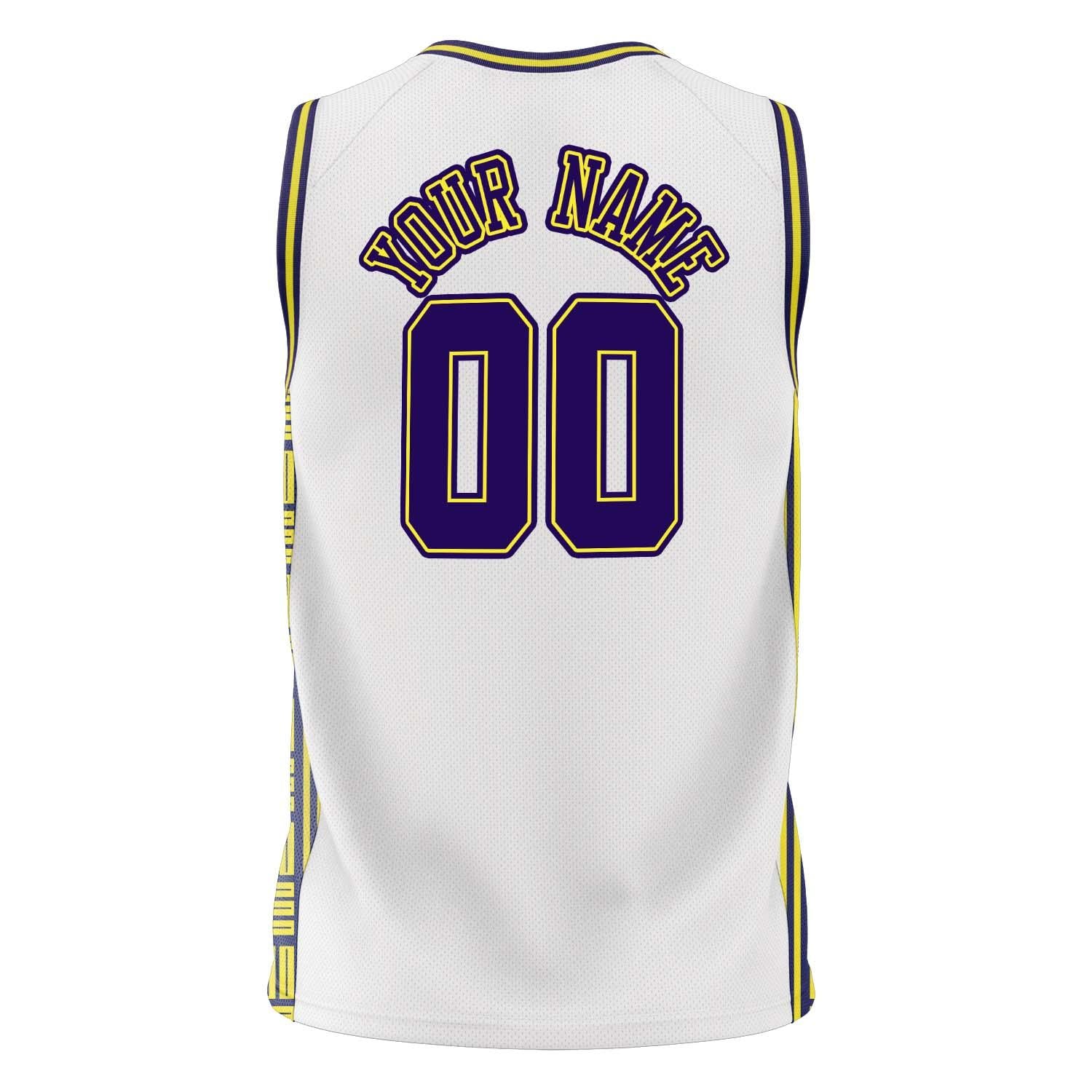 Custom Professional White Navy Blue Basketball Jersey
