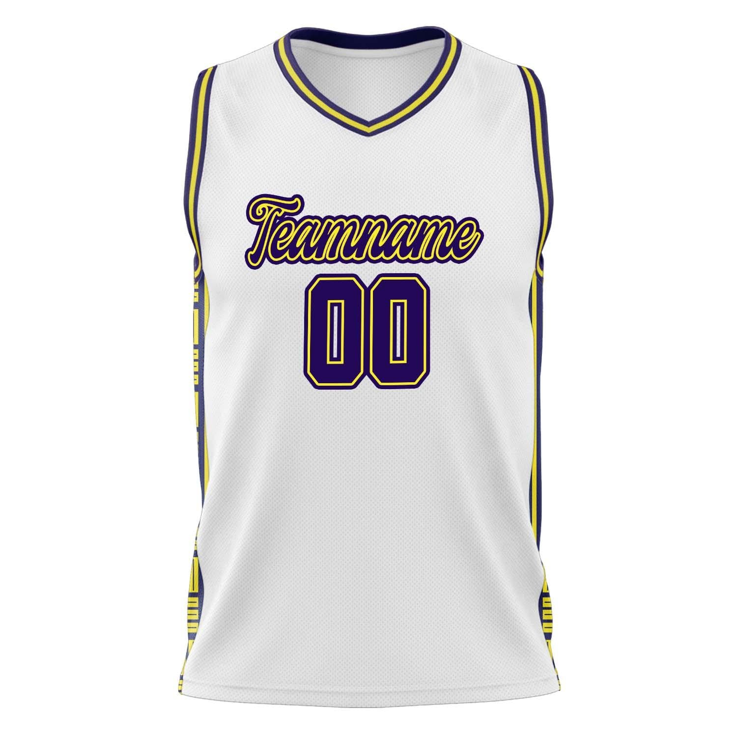 Custom Professional White Navy Blue Basketball Jersey