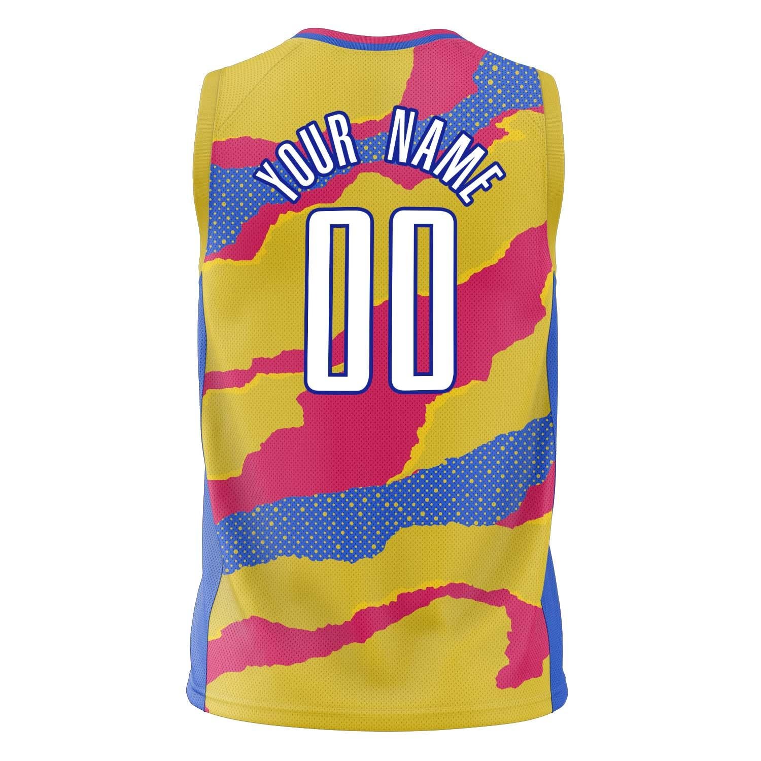 Benutzerdefiniertes Professionelles Gold Rosa Basketballtrikot