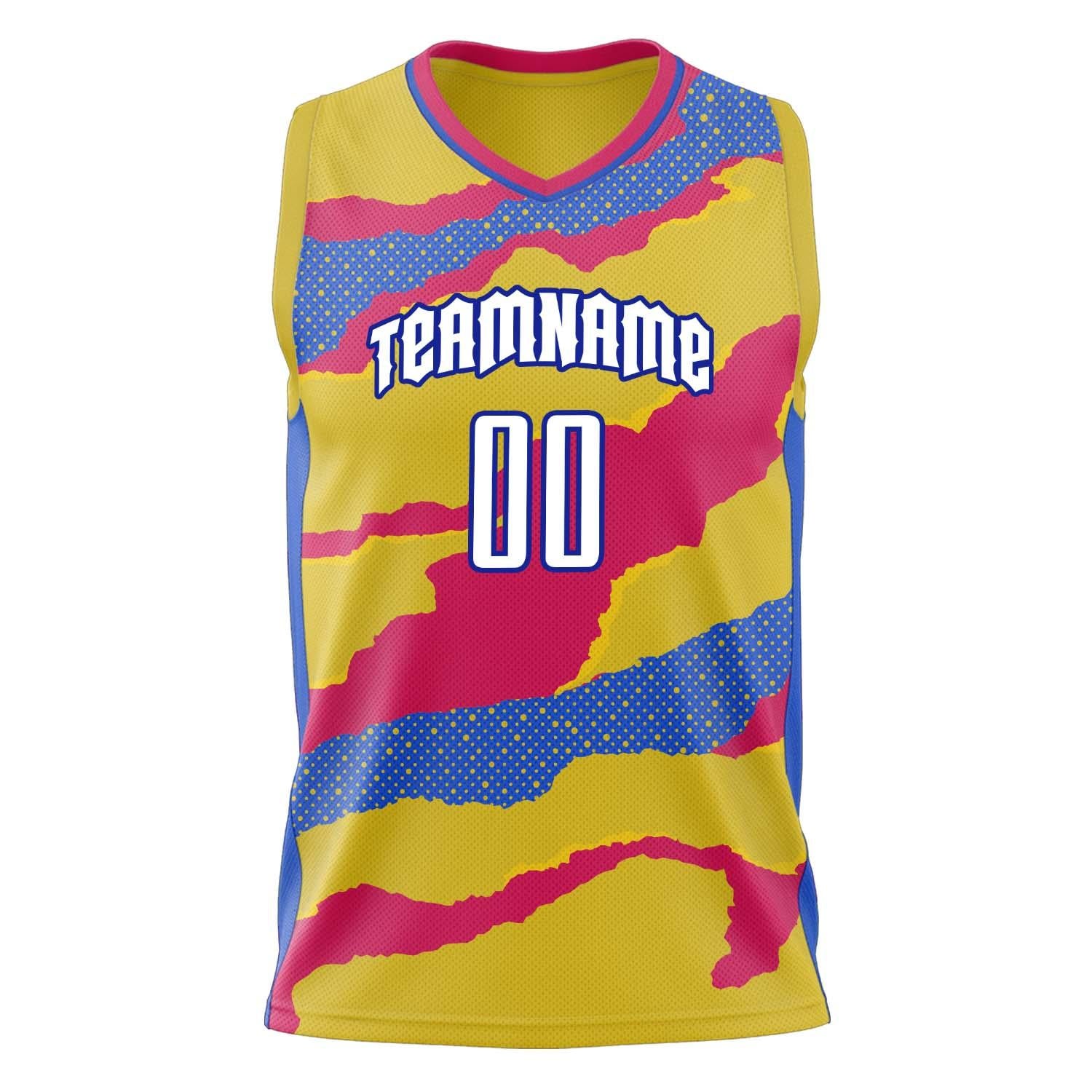 Custom Professional Gold Pink Basketball Jersey