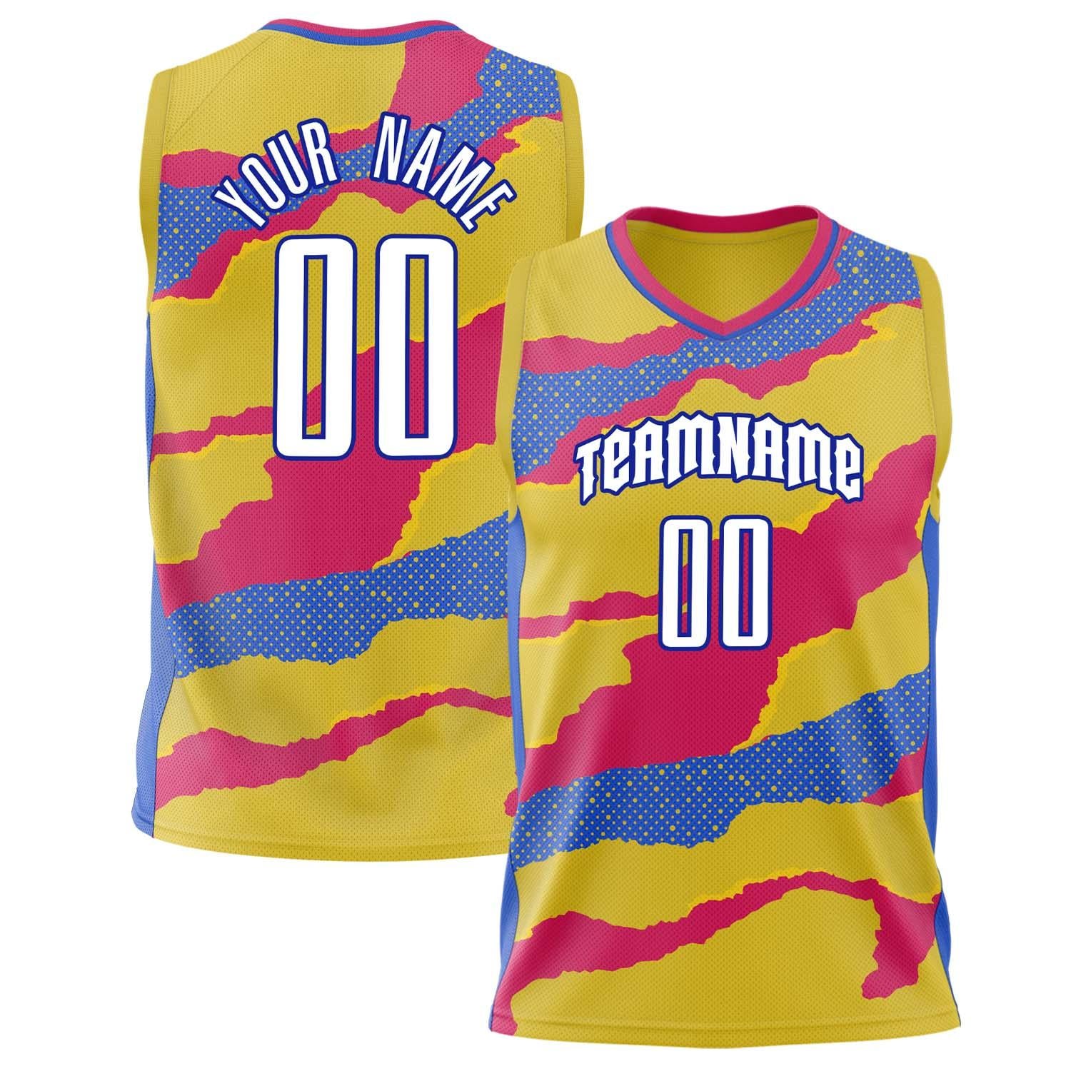 Benutzerdefiniertes Professionelles Gold Rosa Basketballtrikot BS02240808JG031