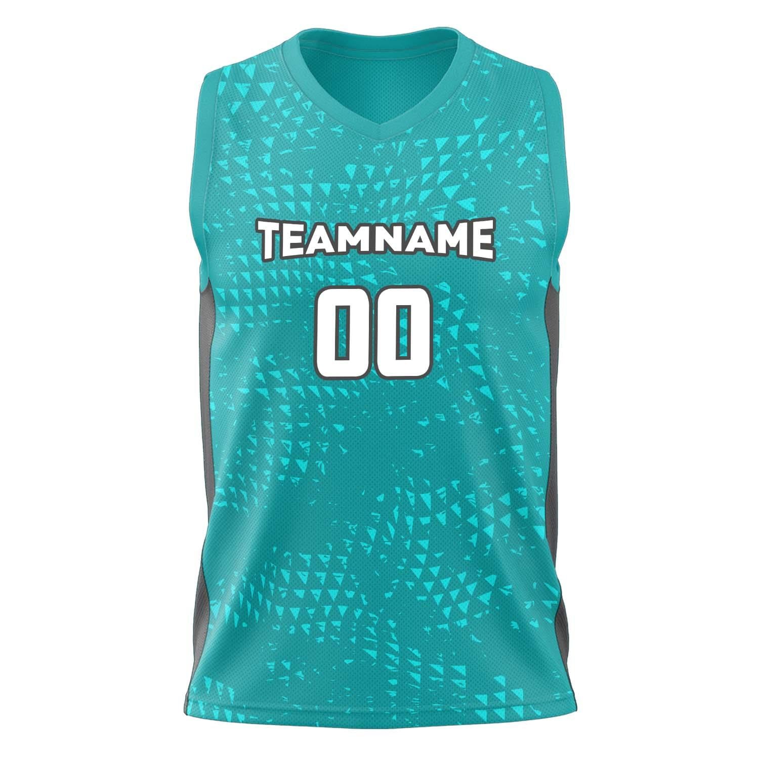 Custom Professional Teal Gray Basketball Jersey