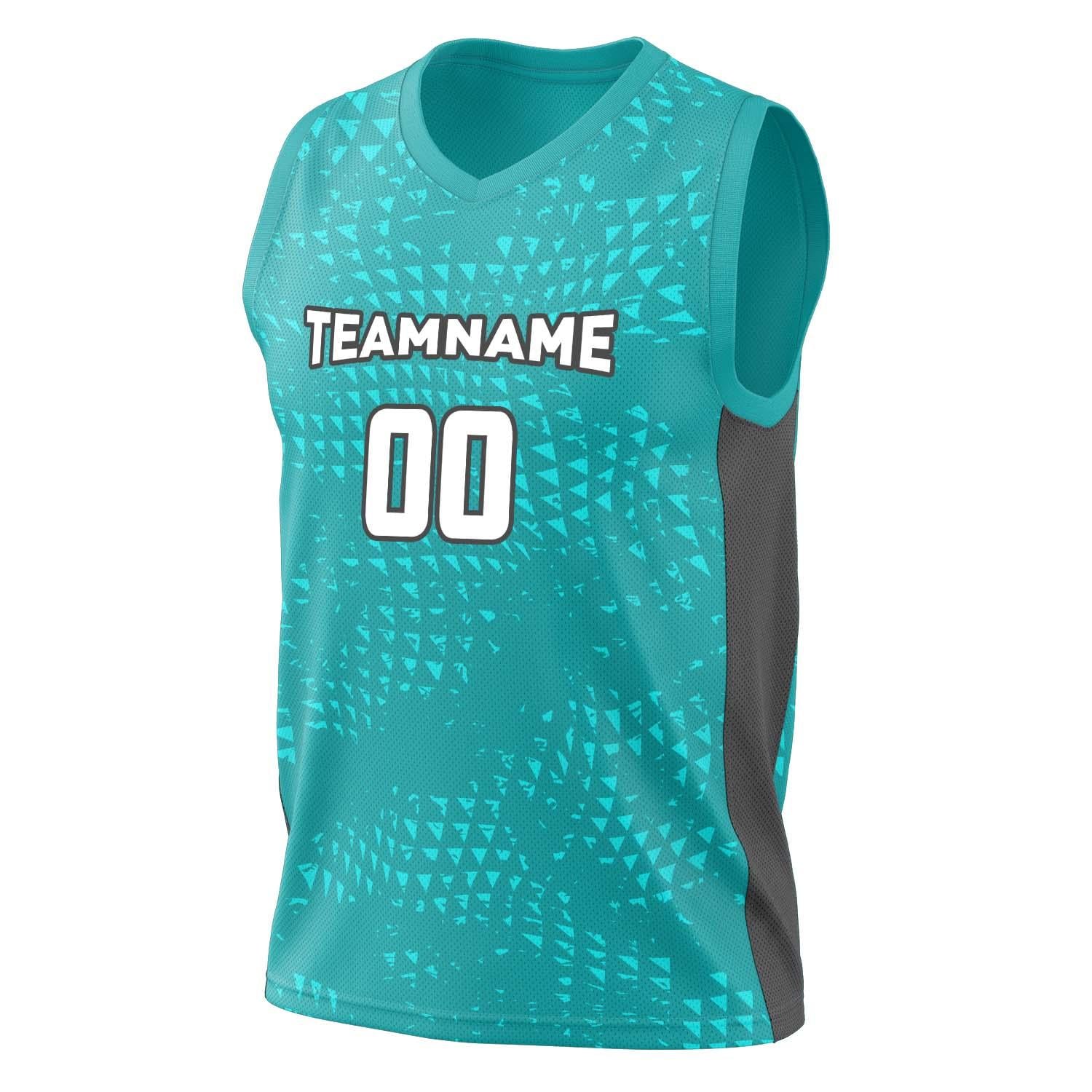 Custom Professional Teal Gray Basketball Jersey