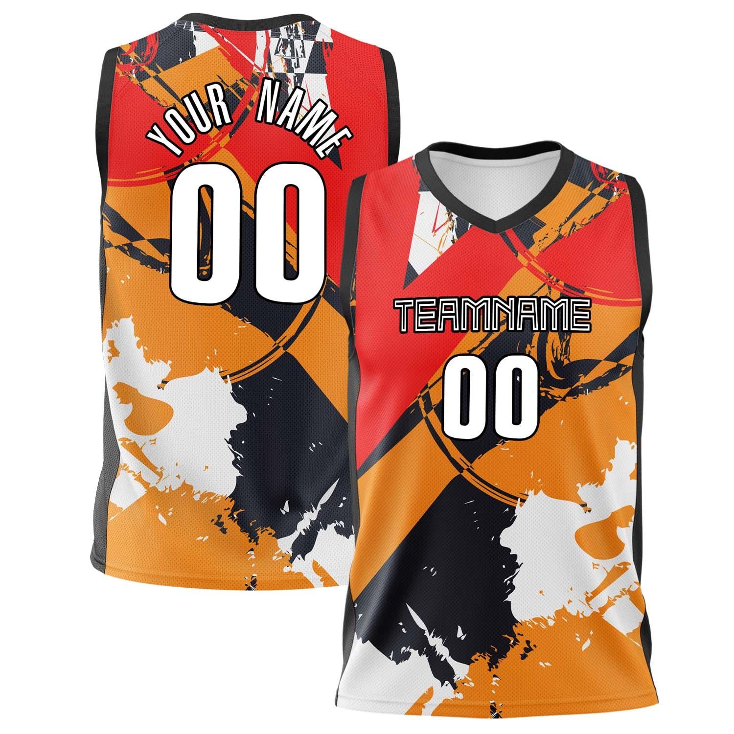 Benutzerdefiniertes Professionelles Orange Schwarz Basketballtrikot BS02240808JG034
