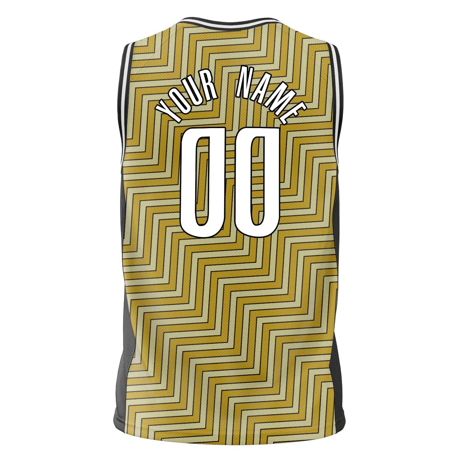Custom Professional Old Gold Black Basketball Jersey
