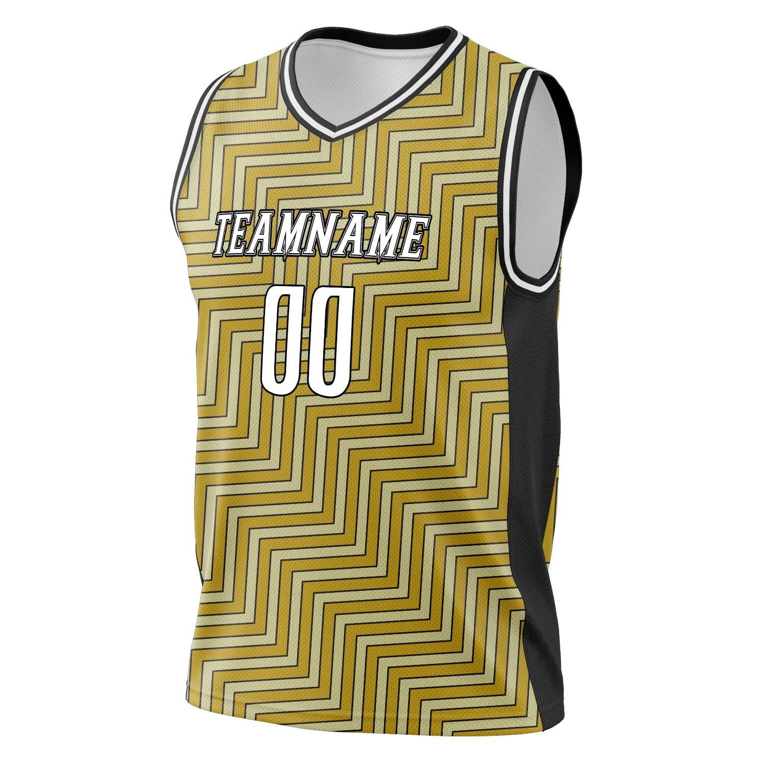 Custom Professional Old Gold Black Basketball Jersey