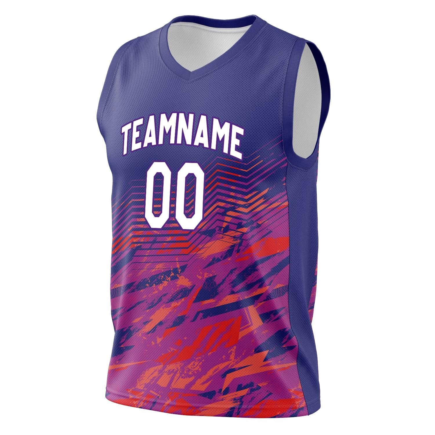 Custom Professional Navy Blue Red Basketball Jersey