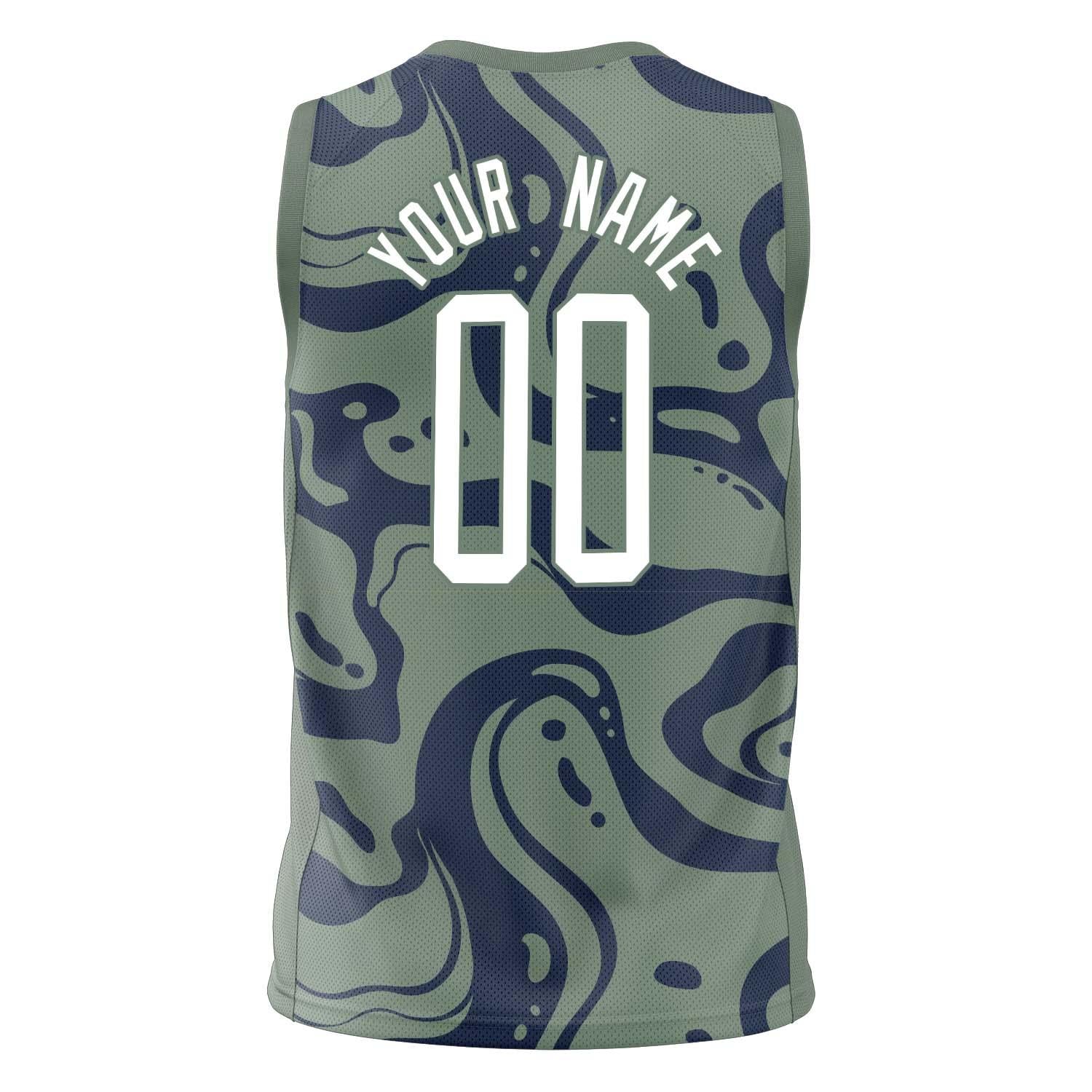 Custom Professional Olive Navy Blue Basketball Jersey