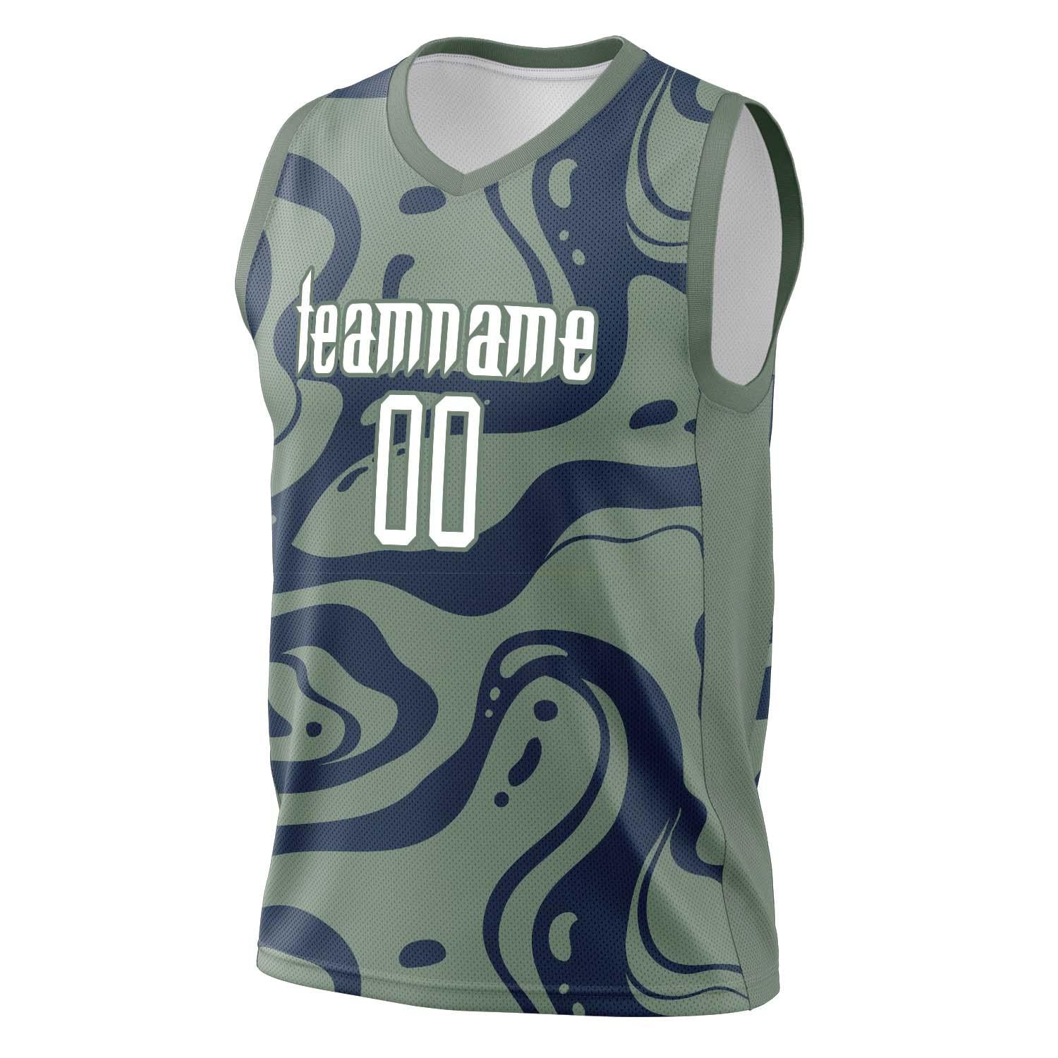 Custom Professional Olive Navy Blue Basketball Jersey