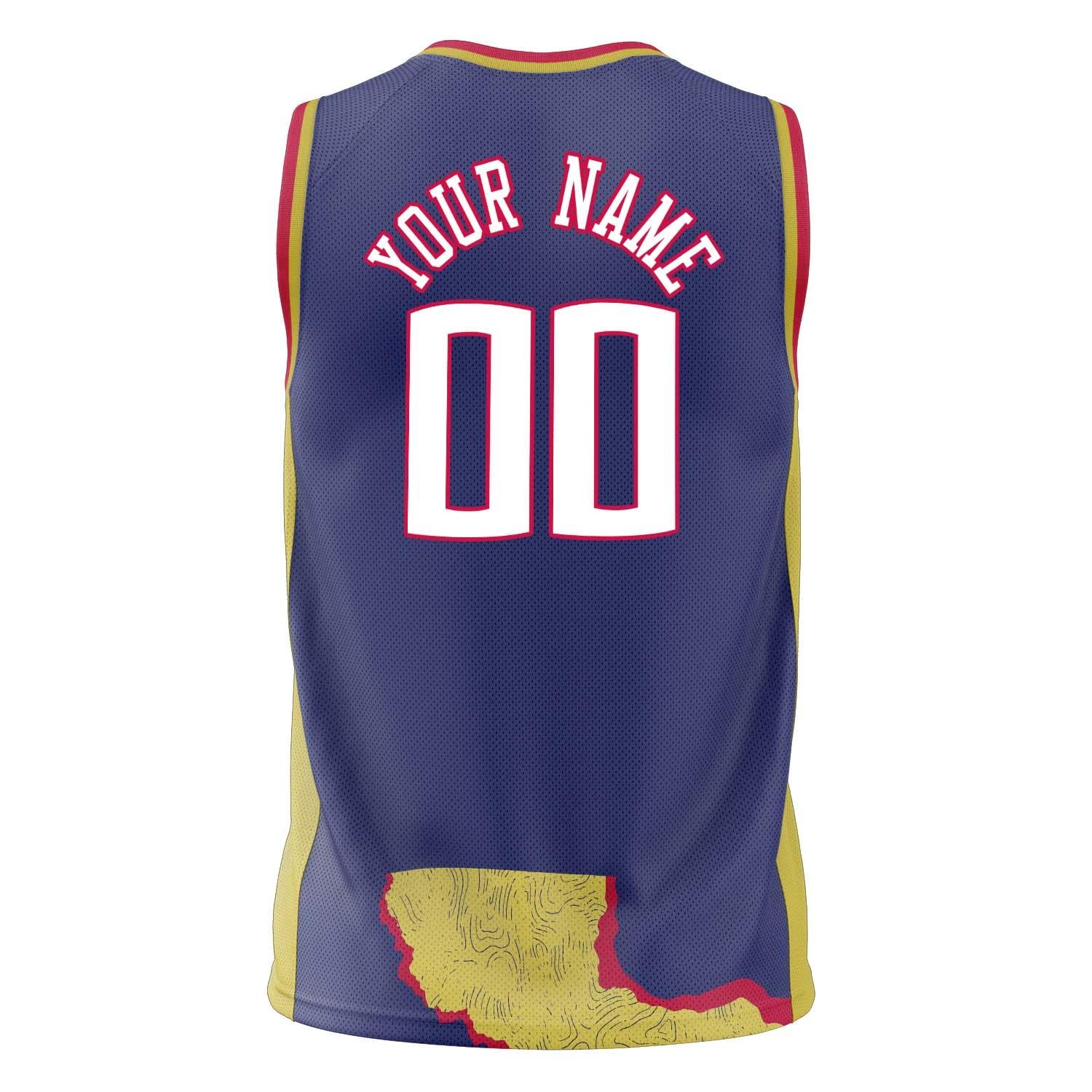Custom Professional Navy Blue Yellow Basketball Jersey