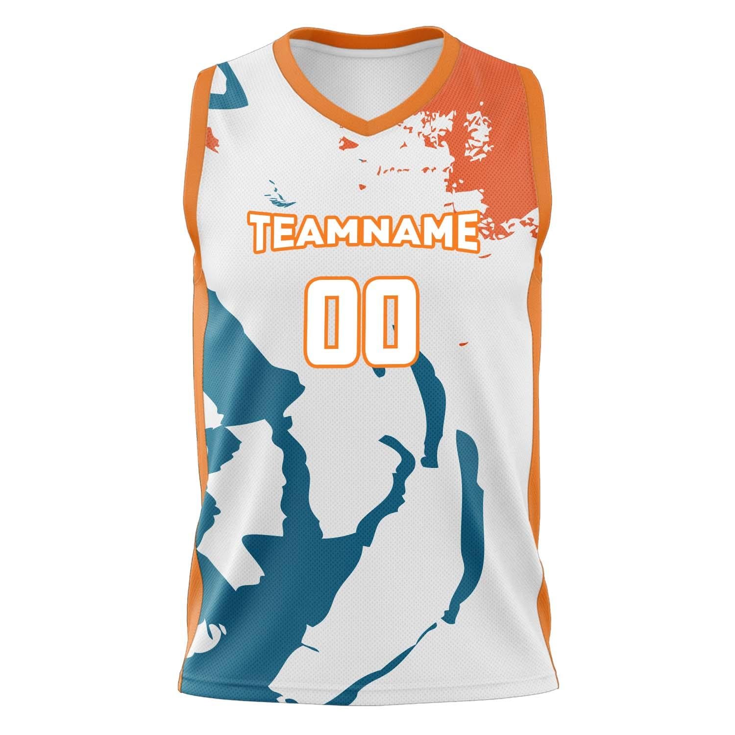 Custom Professional White Orange Basketball Jersey