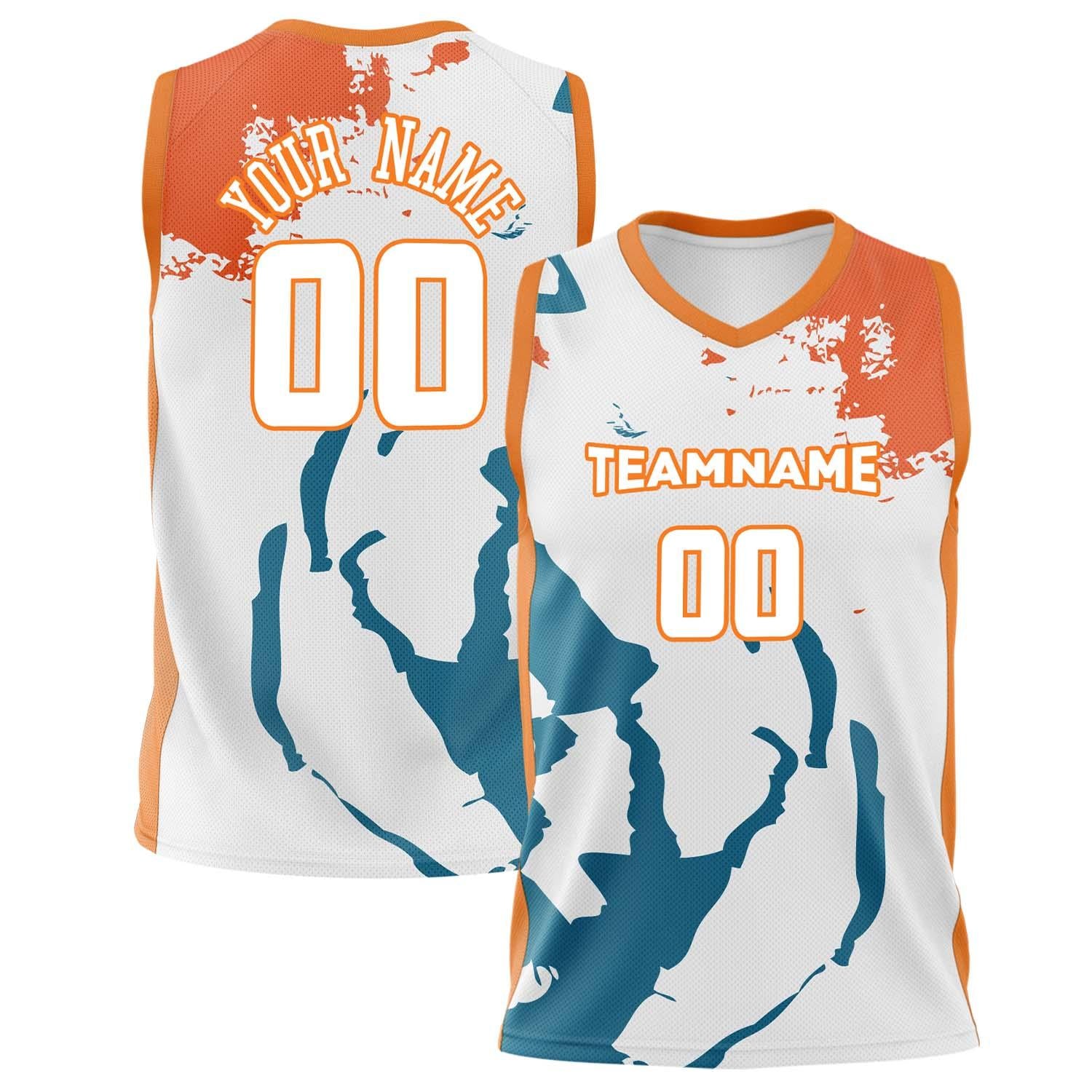Benutzerdefiniertes Professionelles Weiß Orange Basketballtrikot BS02240808JG046