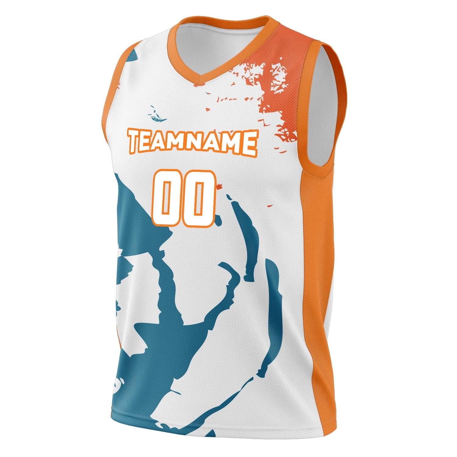 Custom Professional White Orange Basketball Jersey