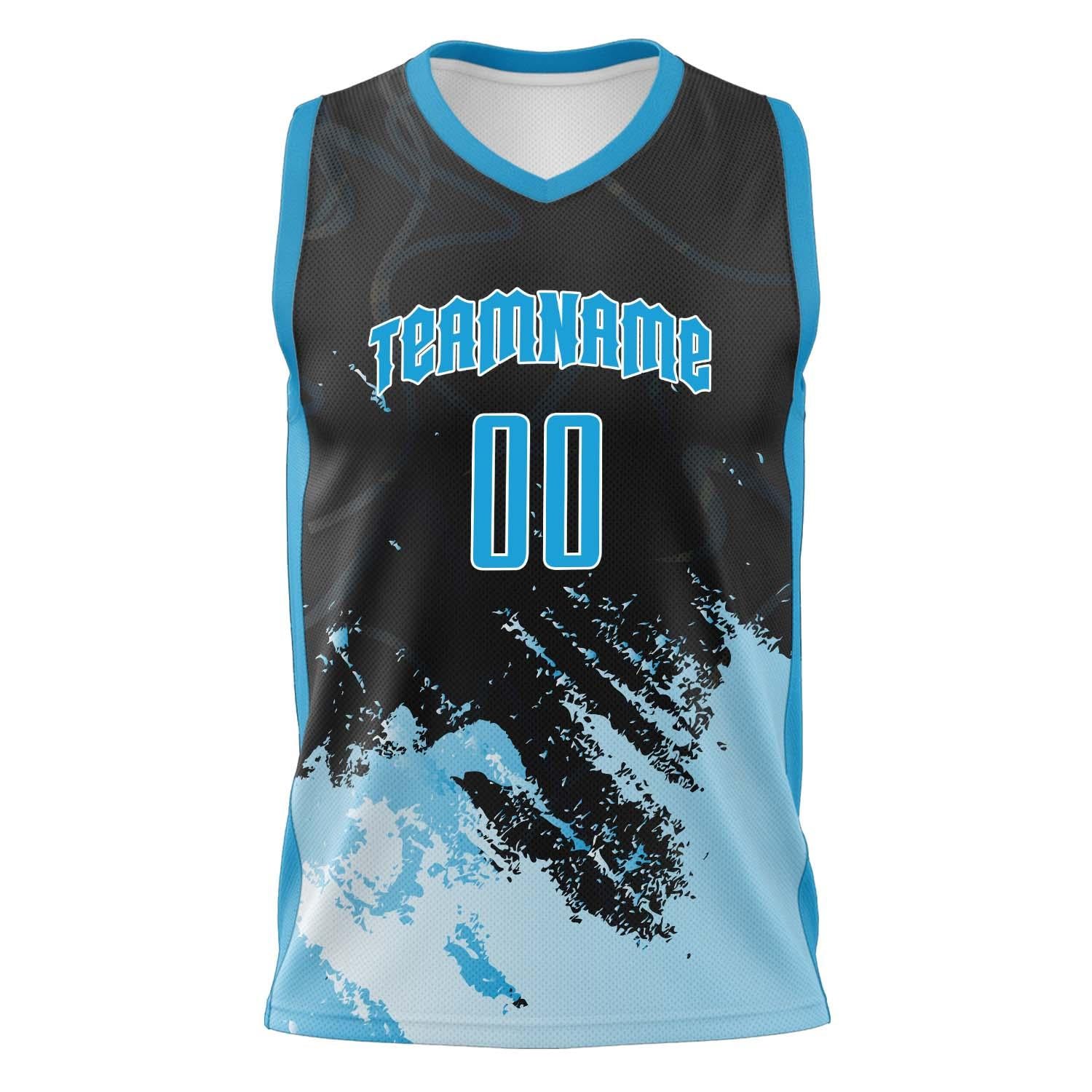 Custom Professional Black Blue Basketball Jersey