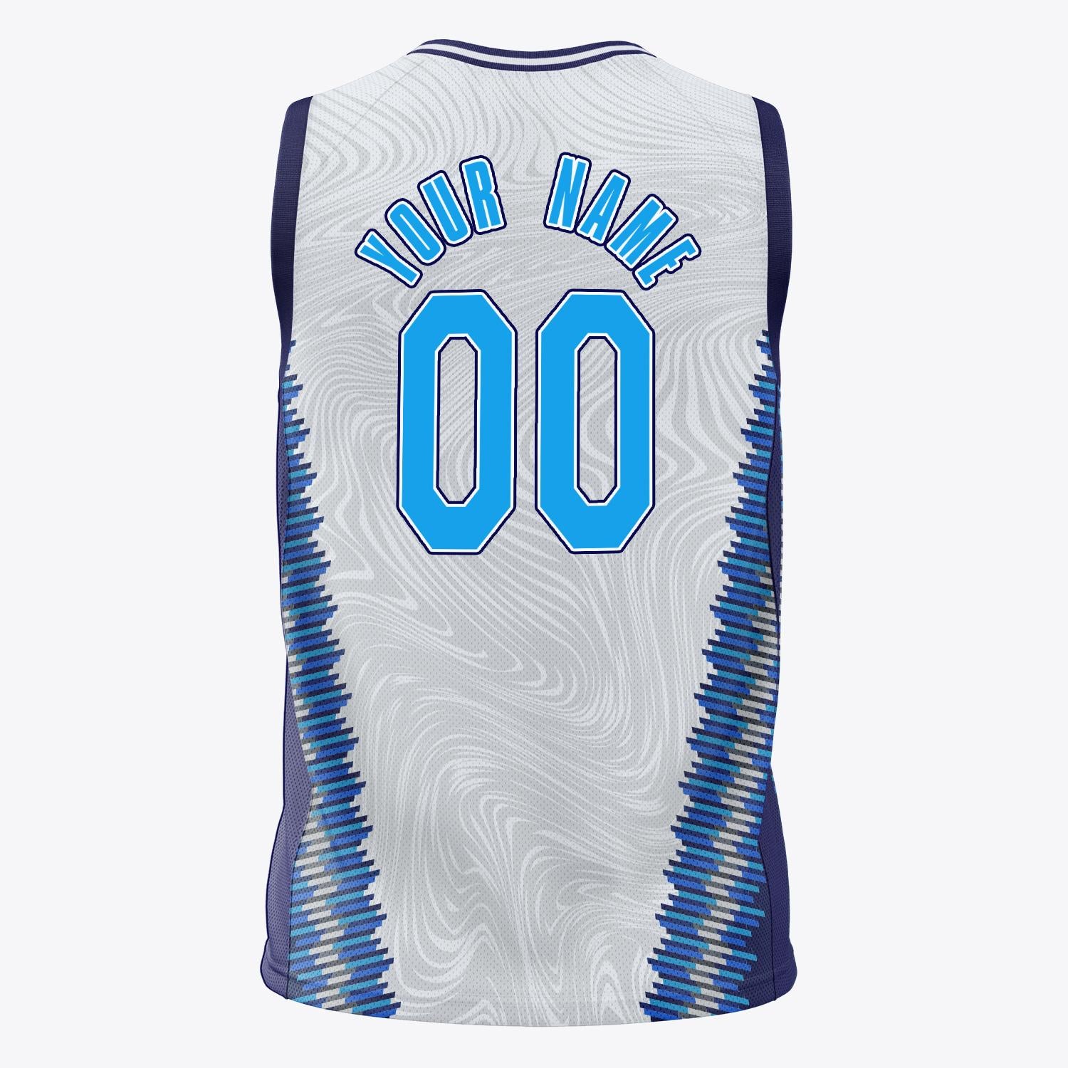 Custom Professional White Navy Blue Basketball Jersey